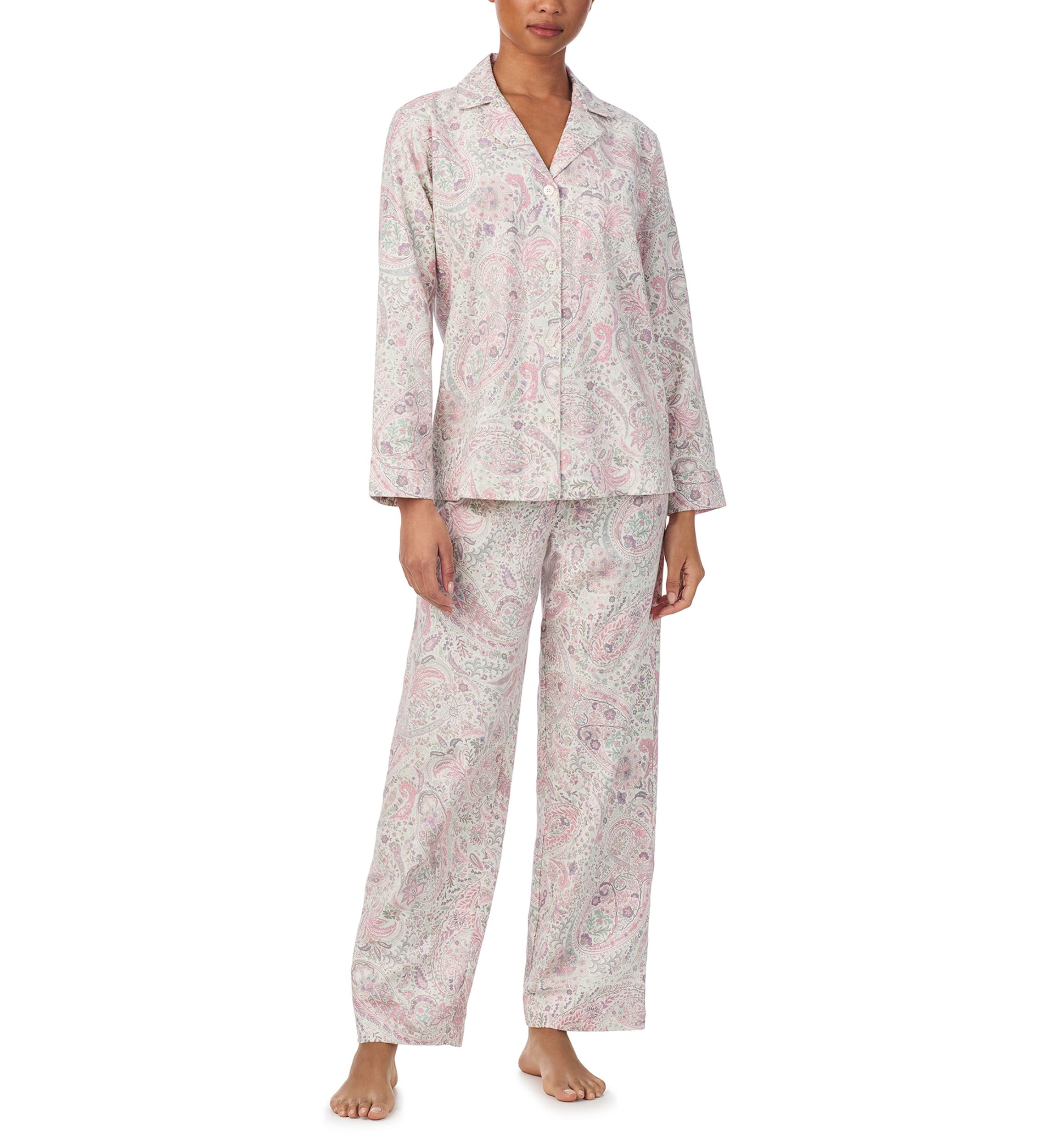 Long Sleeve Notch Collar Long Pant Pajama Set
