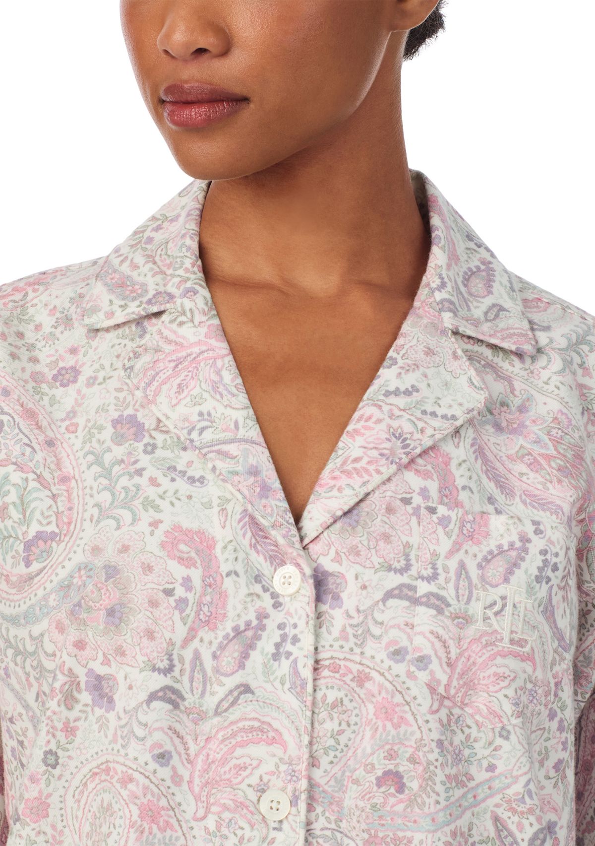 Long Sleeve Notch Collar Long Pant Pajama Set