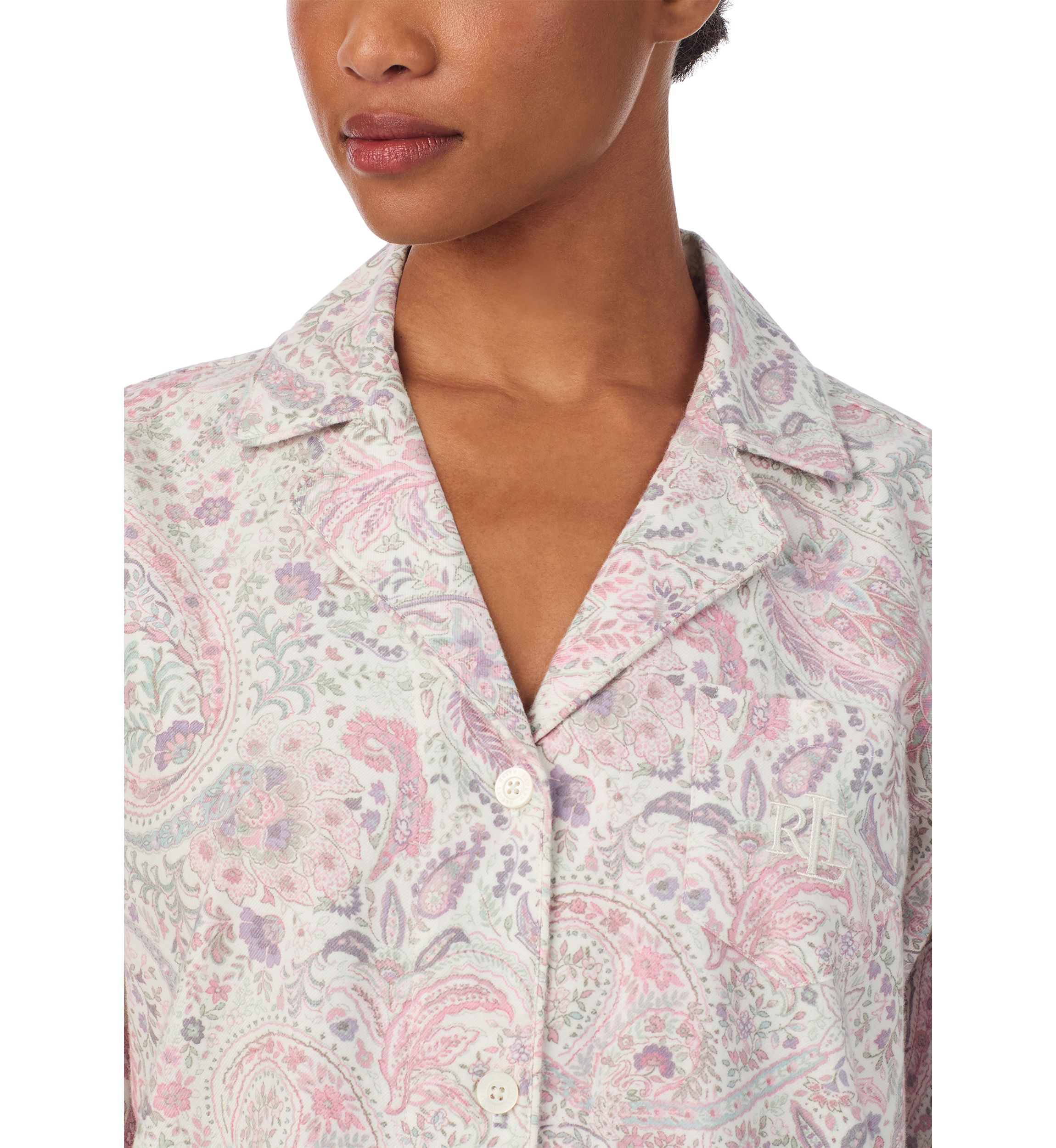 Long Sleeve Notch Collar Long Pant Pajama Set