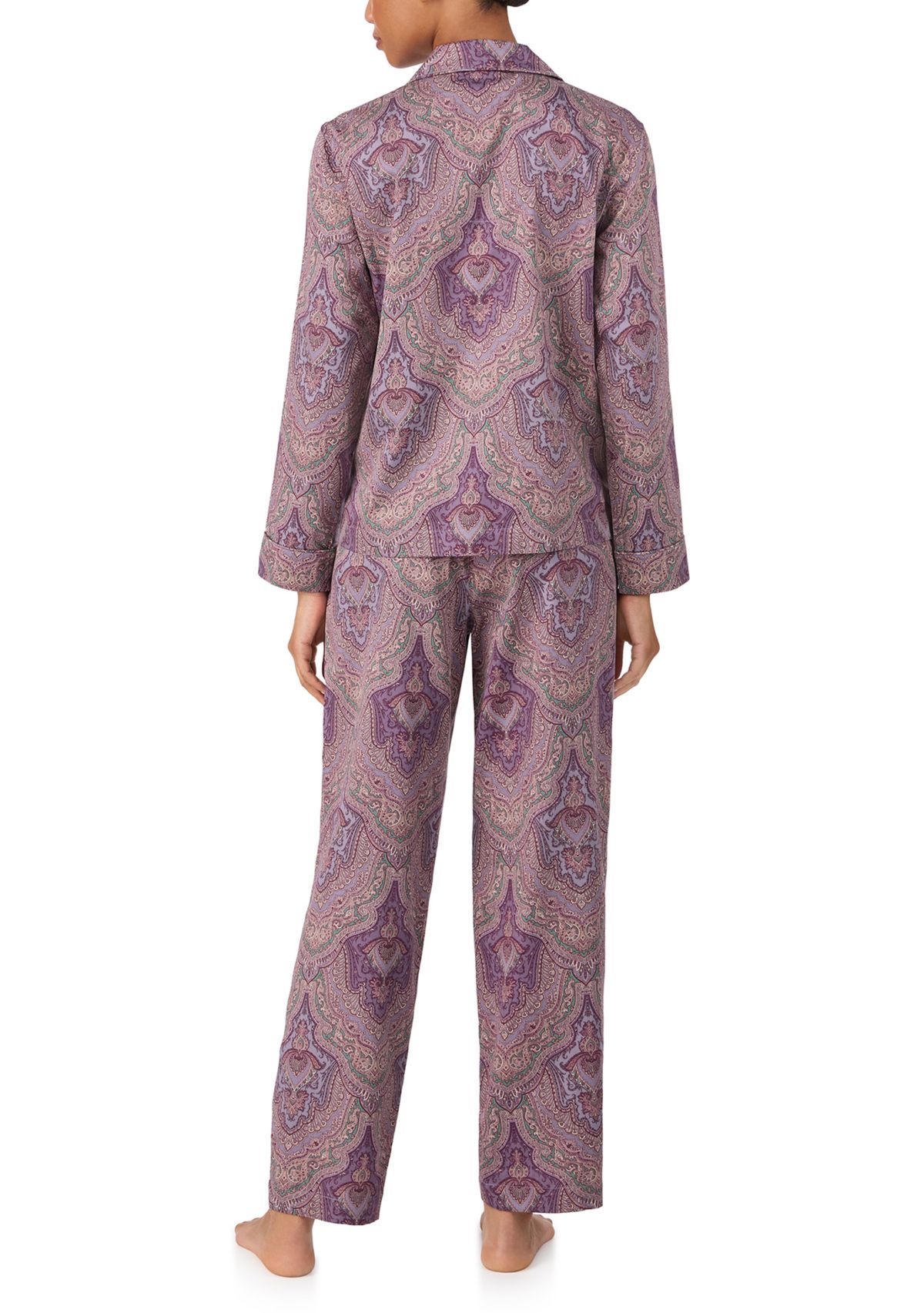 Long Sleeve Notch Collar Long Pant Pajama Set