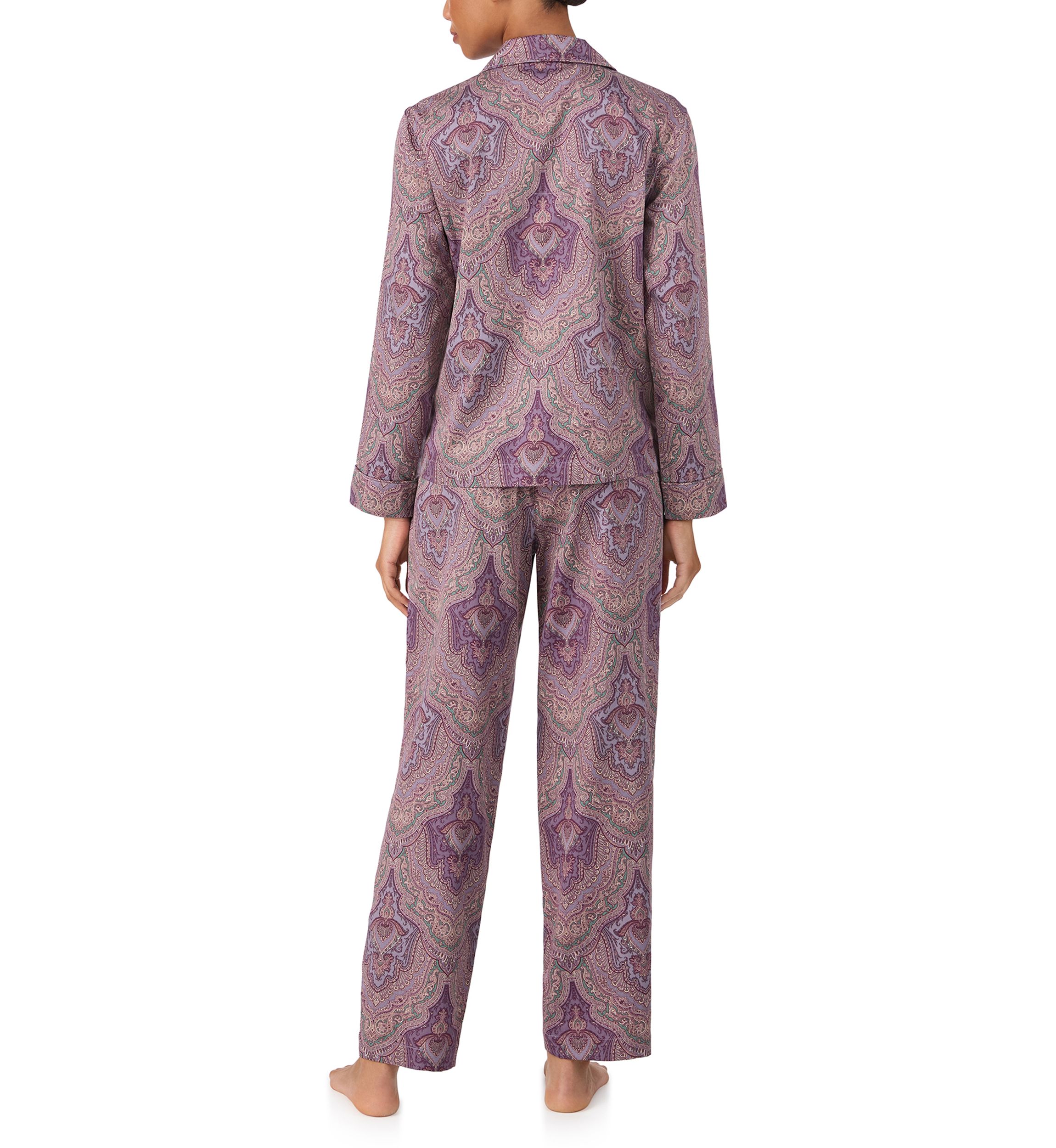 Long Sleeve Notch Collar Long Pant Pajama Set