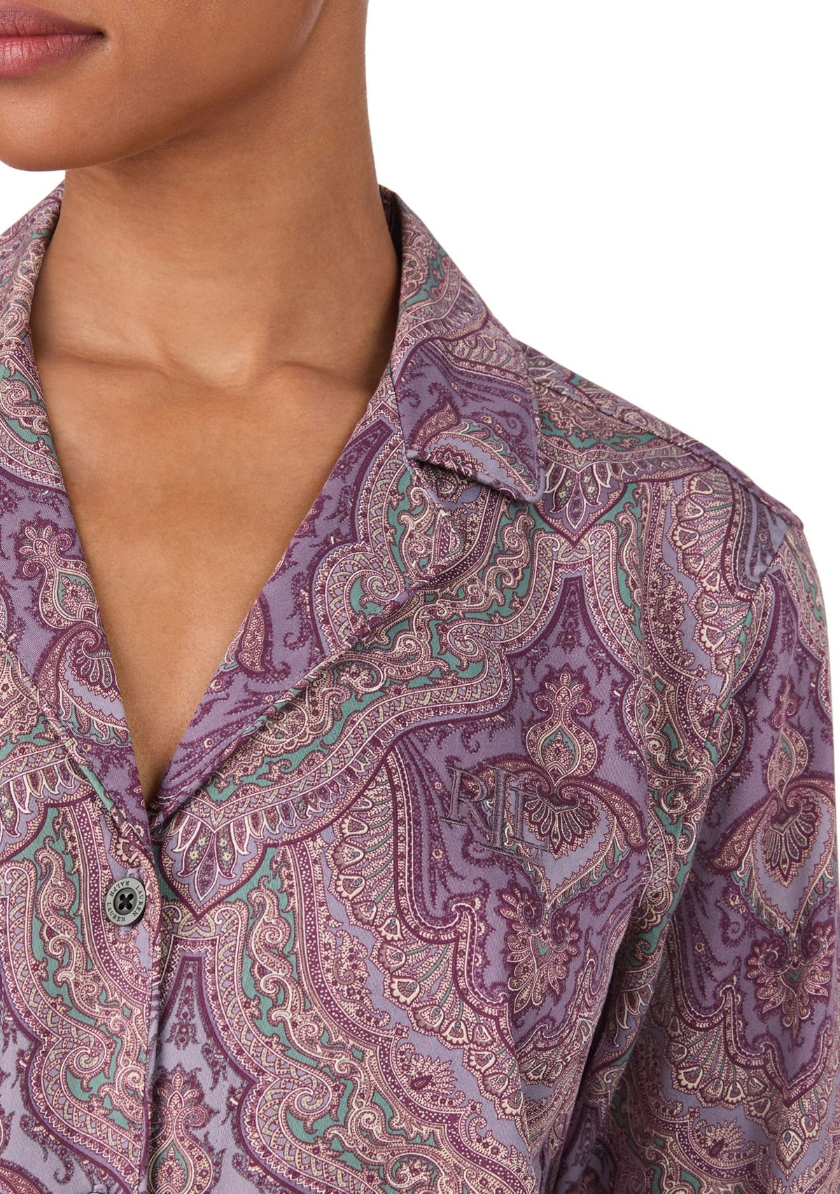 Long Sleeve Notch Collar Long Pant Pajama Set