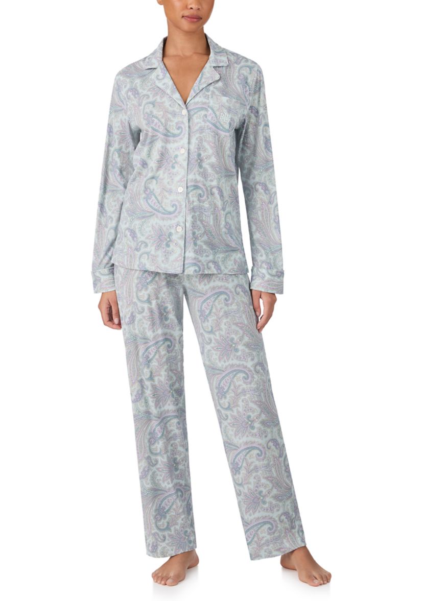Long Sleeve Notch Collar Long Pant Pajama Set