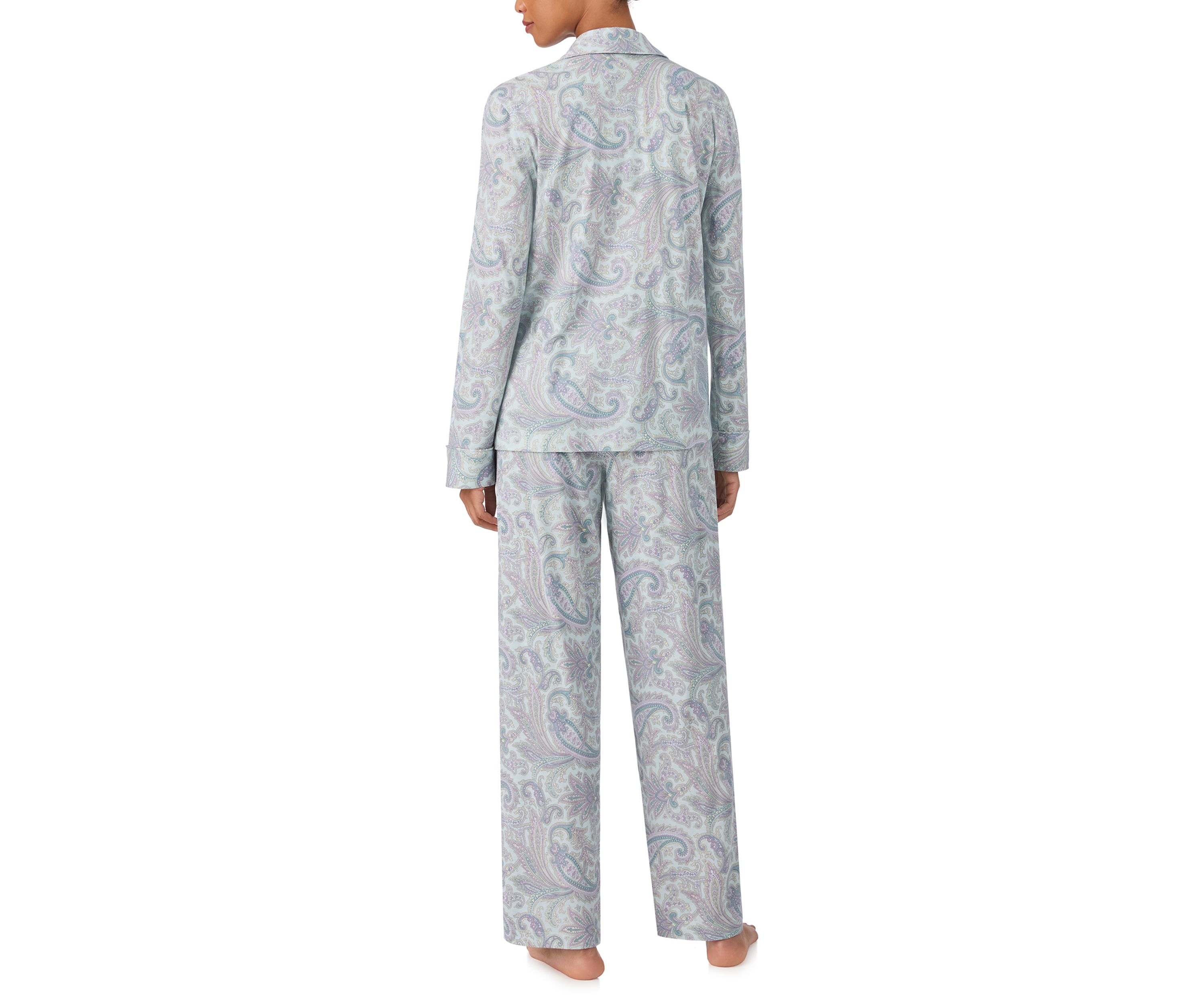 Long Sleeve Notch Collar Long Pant Pajama Set