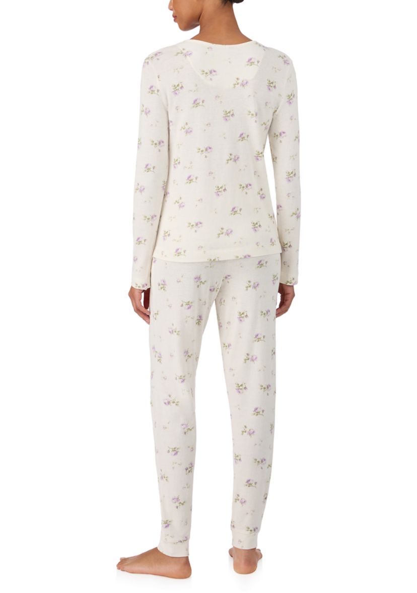 Long Sleeve Keyhole Neck Jogger Pant Pajama Set