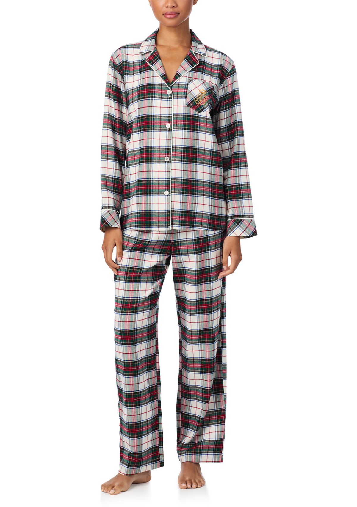 Long Sleeve Notch Collar Long Pant Pajama Set