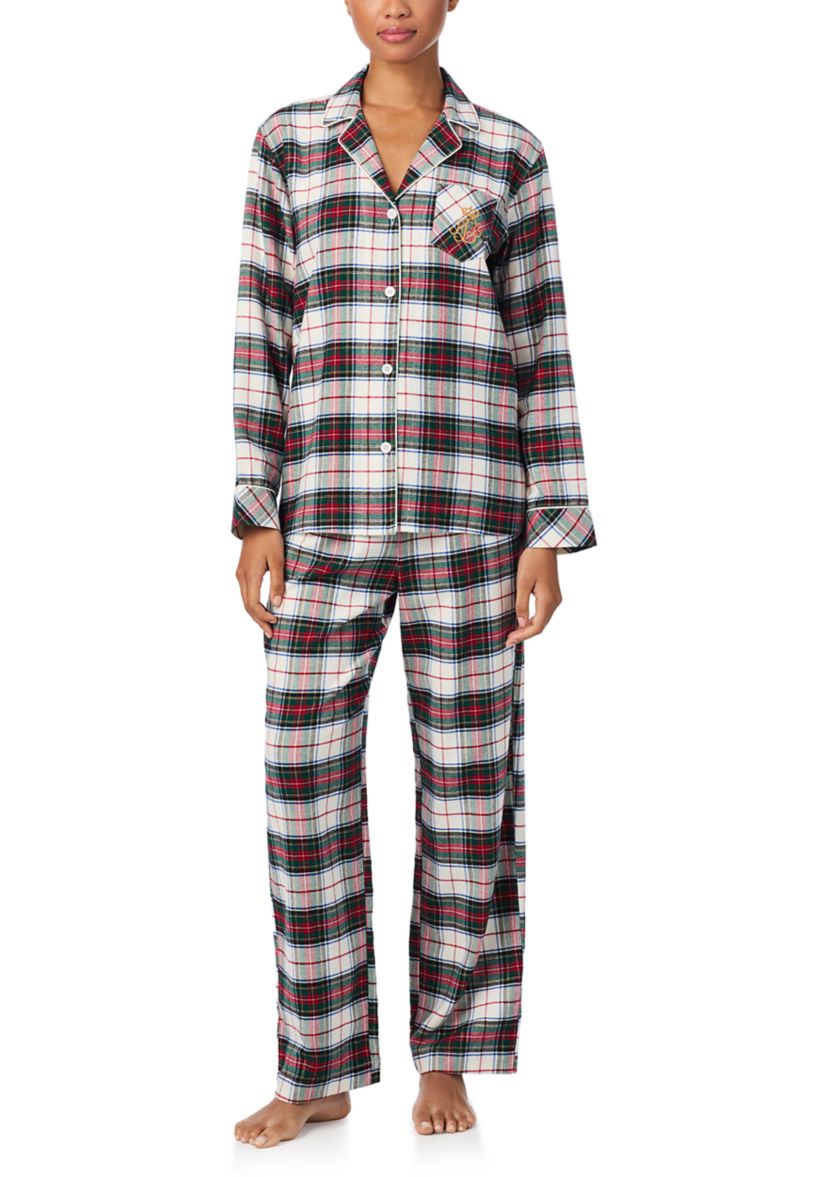 Long Sleeve Notch Collar Long Pant Pajama Set
