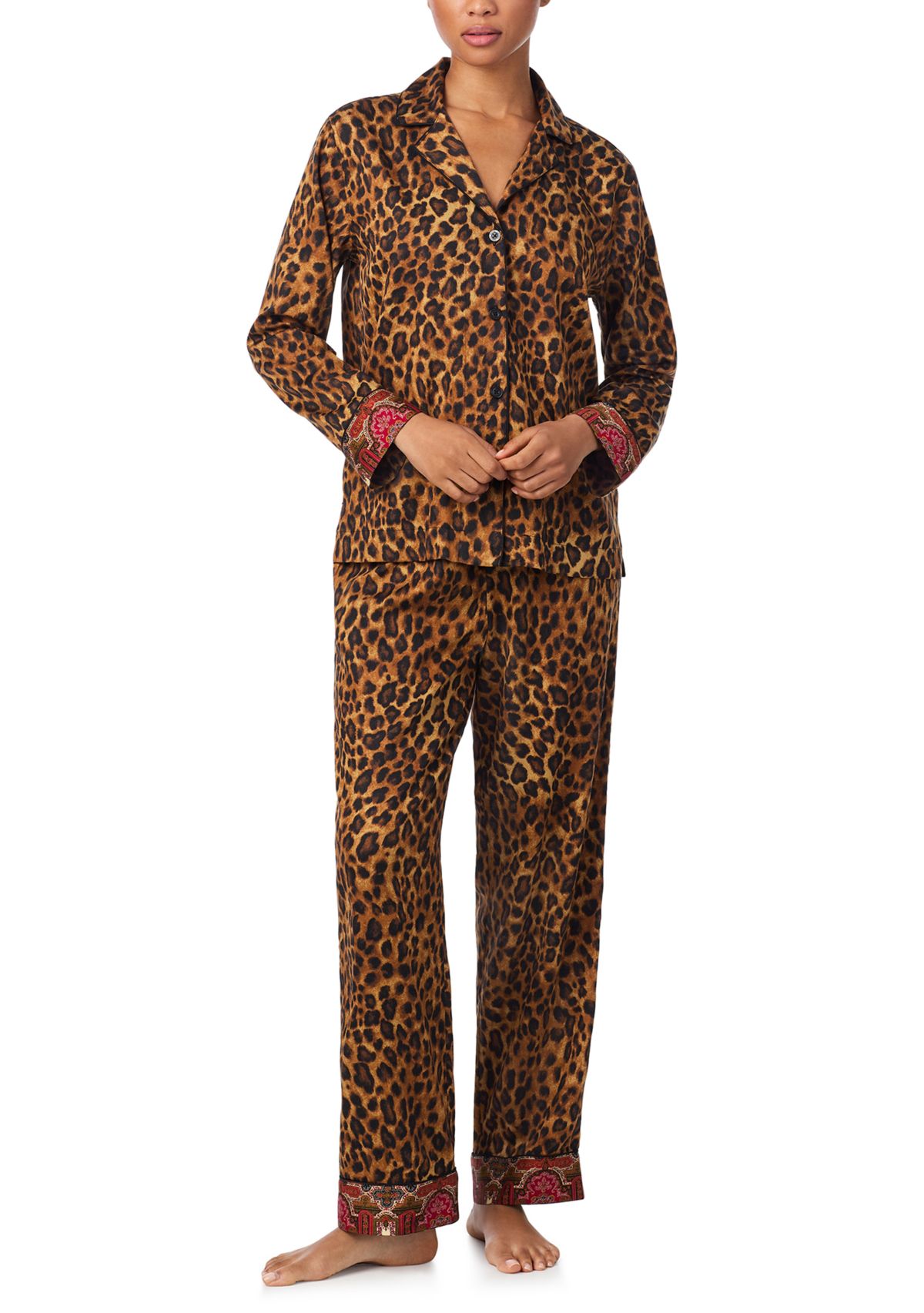 Long Sleeve Notch Collar Long Pant Pajama Set