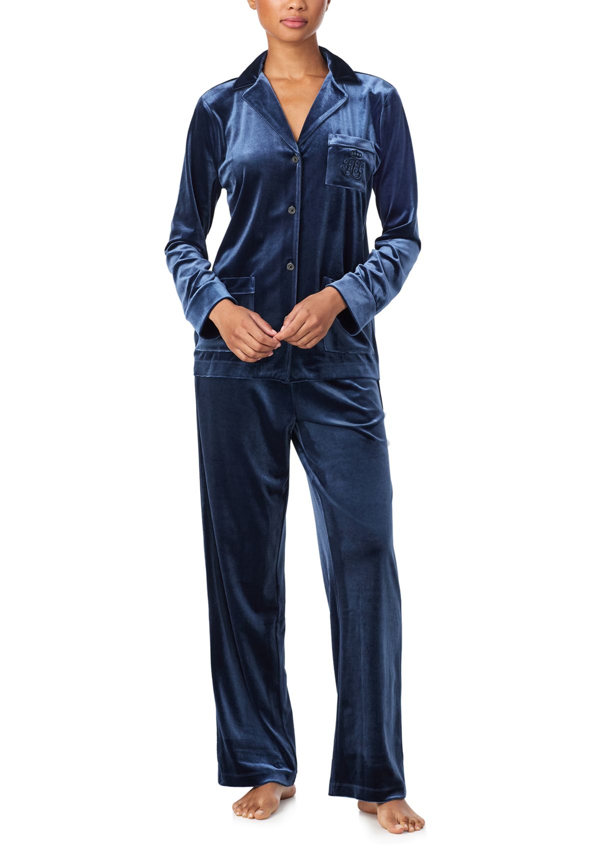 Long Sleeve Notch Collar Long Pant Pajama Set
