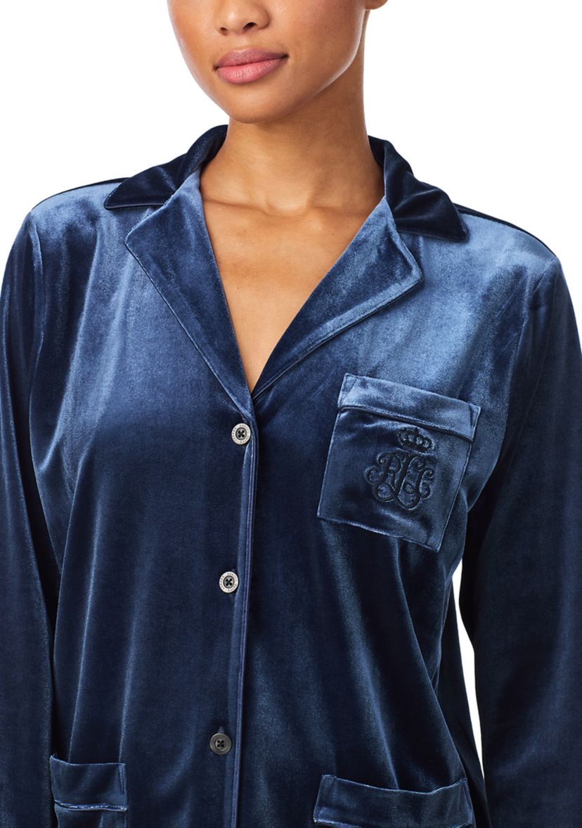 Long Sleeve Notch Collar Long Pant Pajama Set