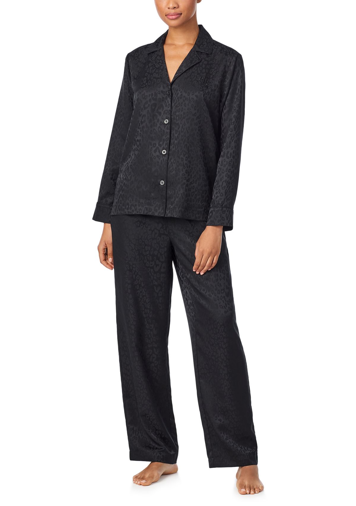 Long Sleeve Notch Collar Long Pant Pajama Set