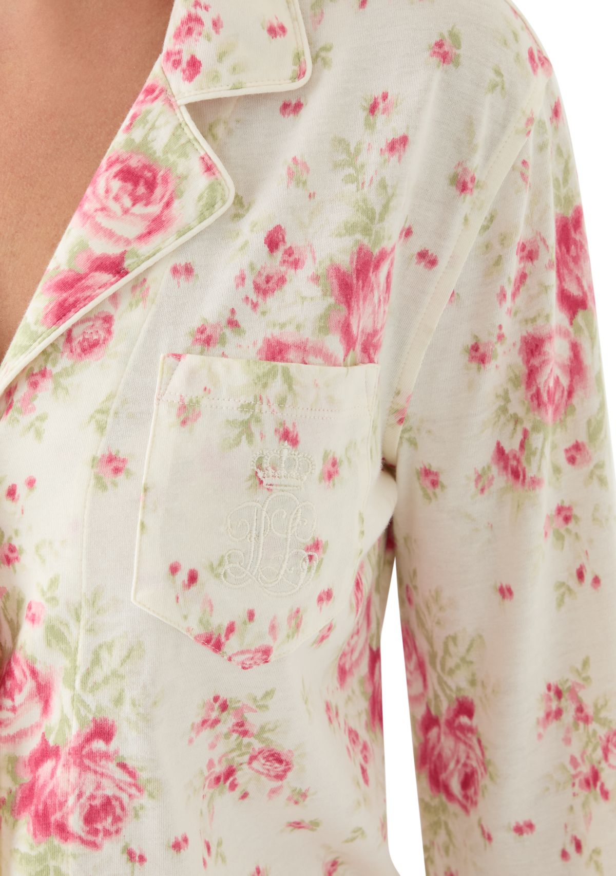 Womens Long Sleeve Notch Collar Long Pant Pajama Set