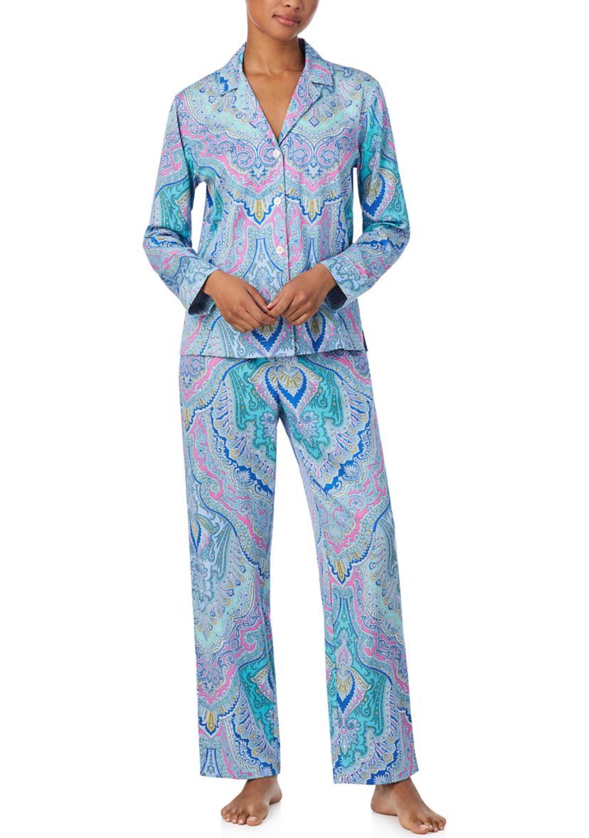 Long Sleeve Notch Collar Long Pant Pajama Set
