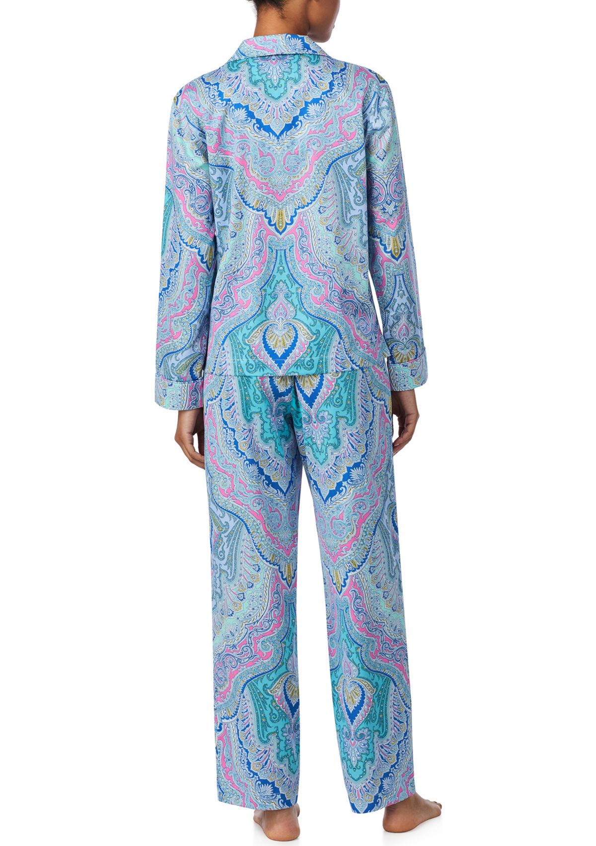 Long Sleeve Notch Collar Long Pant Pajama Set