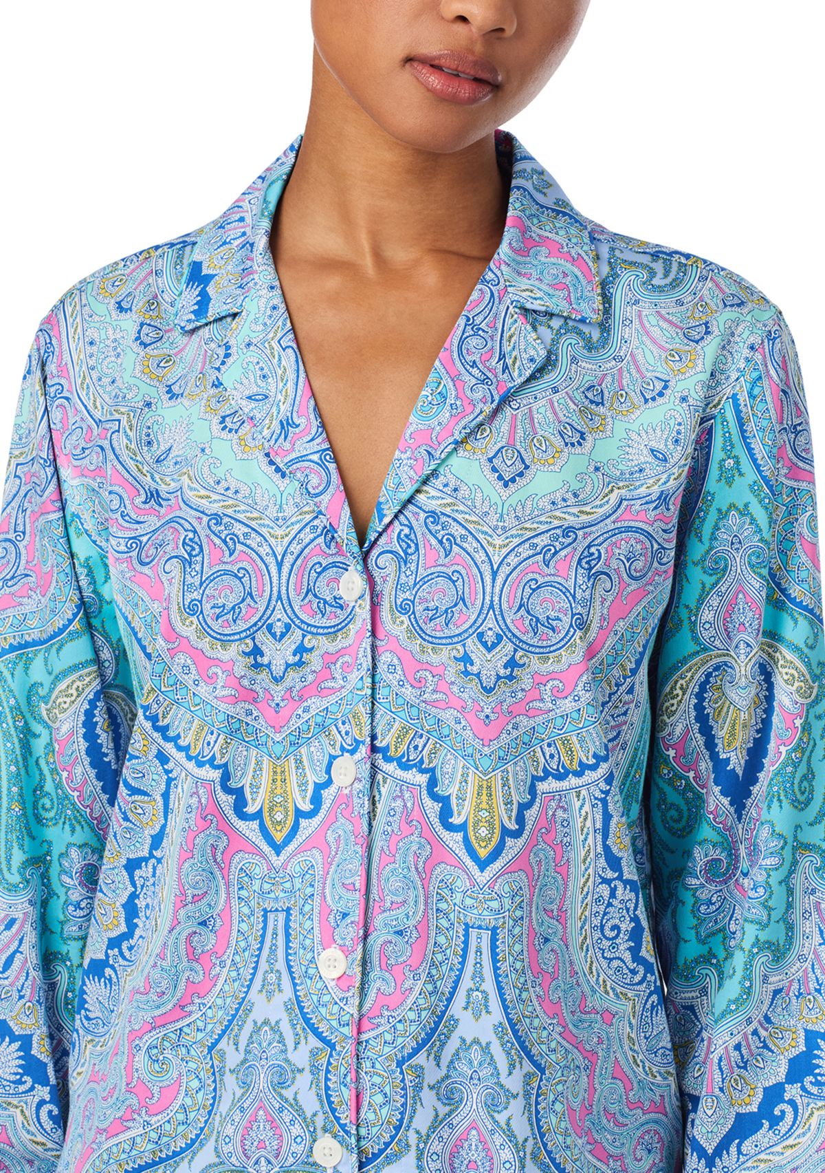 Long Sleeve Notch Collar Long Pant Pajama Set