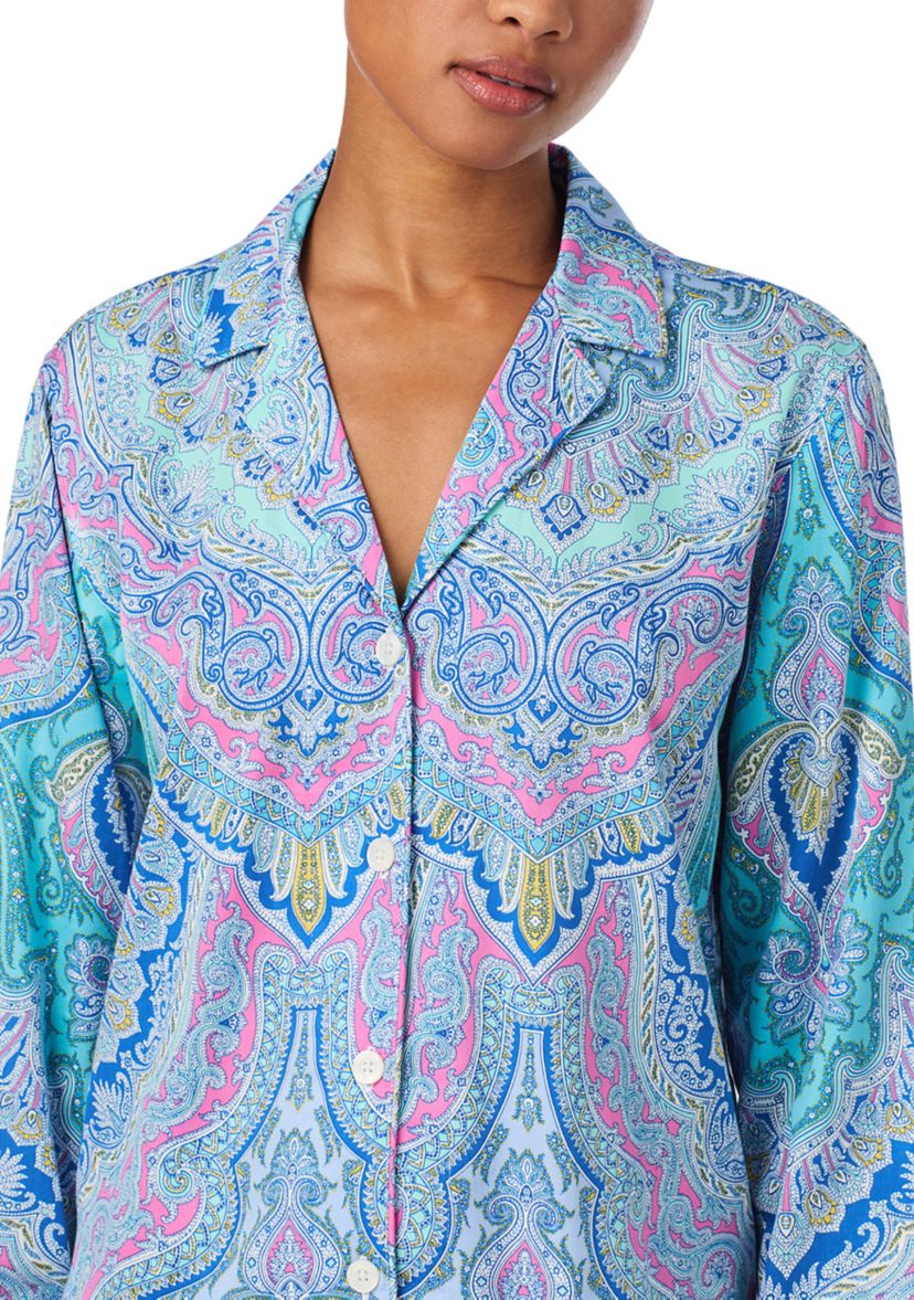 Long Sleeve Notch Collar Long Pant Pajama Set