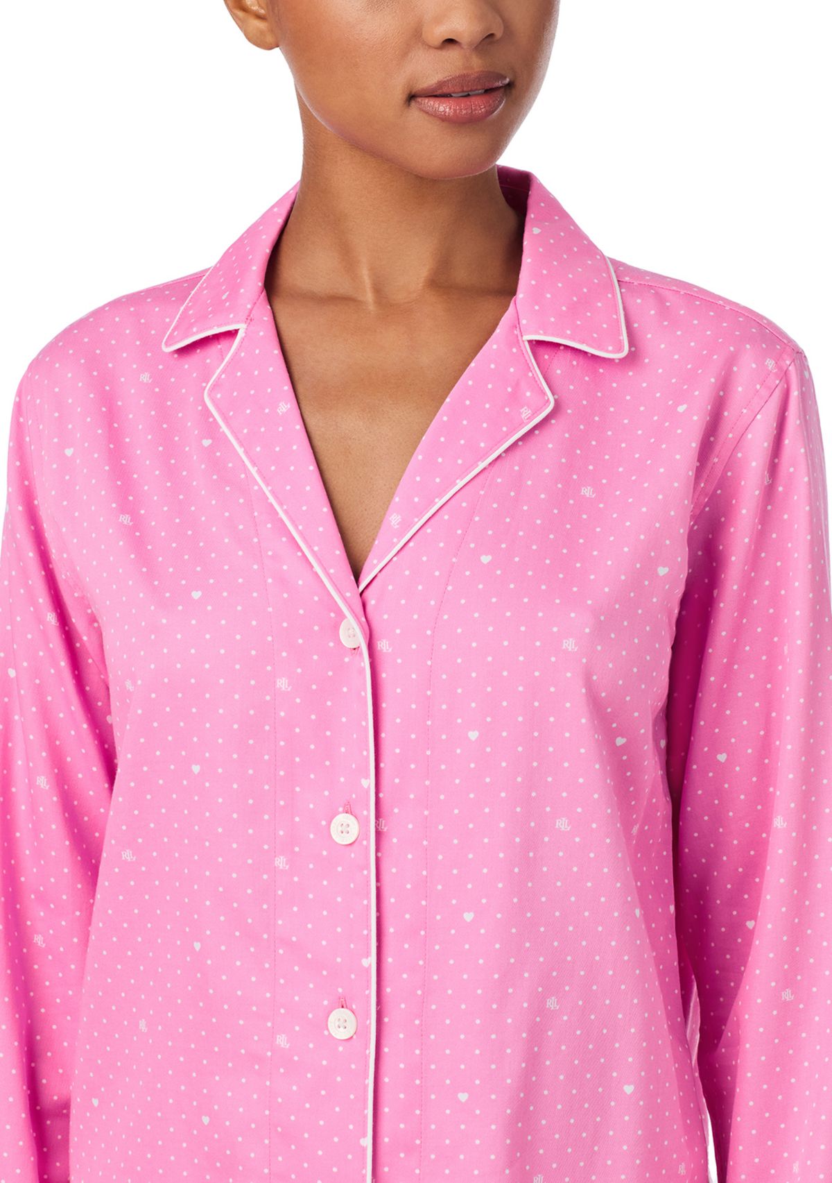 Long Sleeve Notch Collar Long Pant Pajama Set