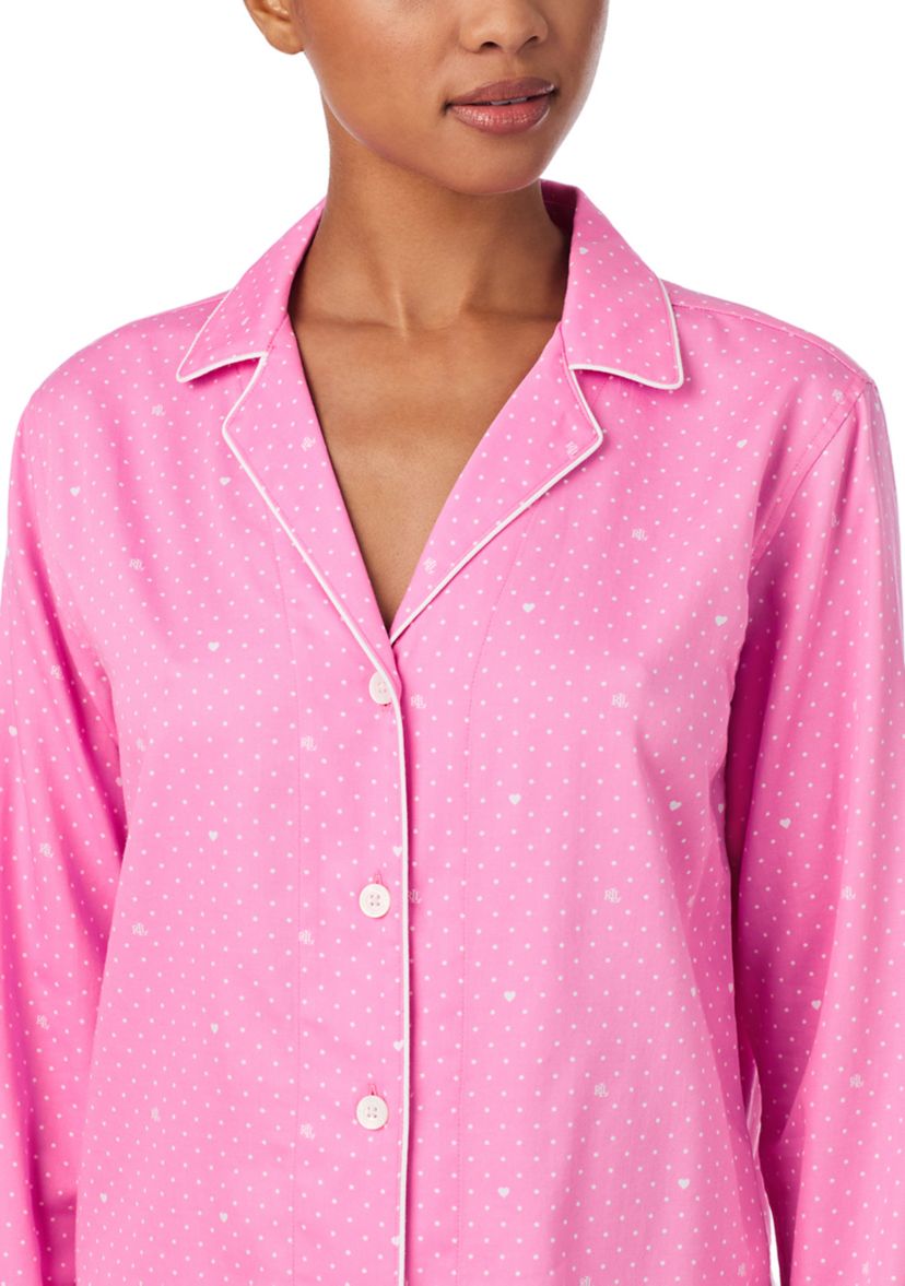 Long Sleeve Notch Collar Long Pant Pajama Set