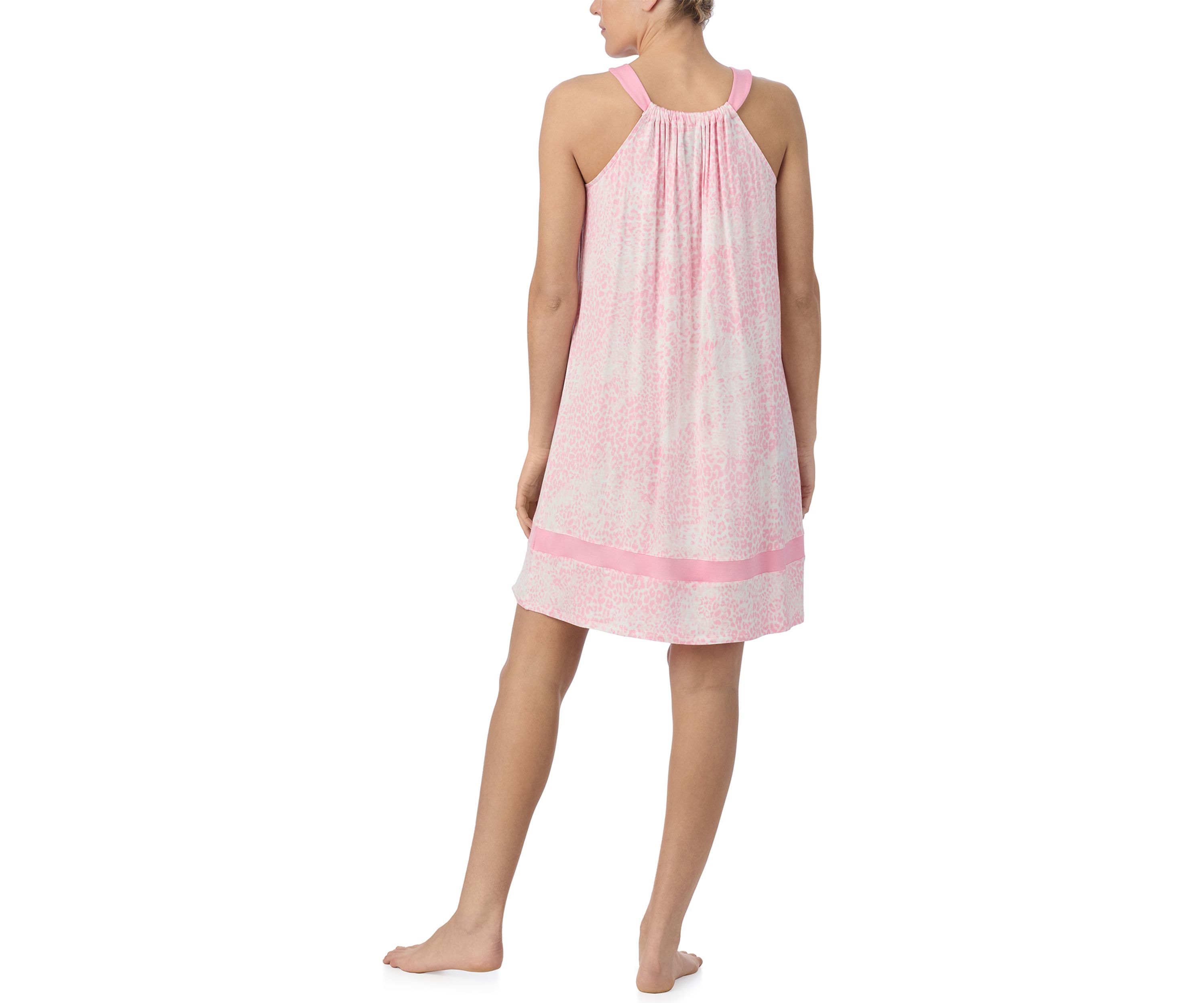 Womens Sleeveless Printed Halter Chemise 