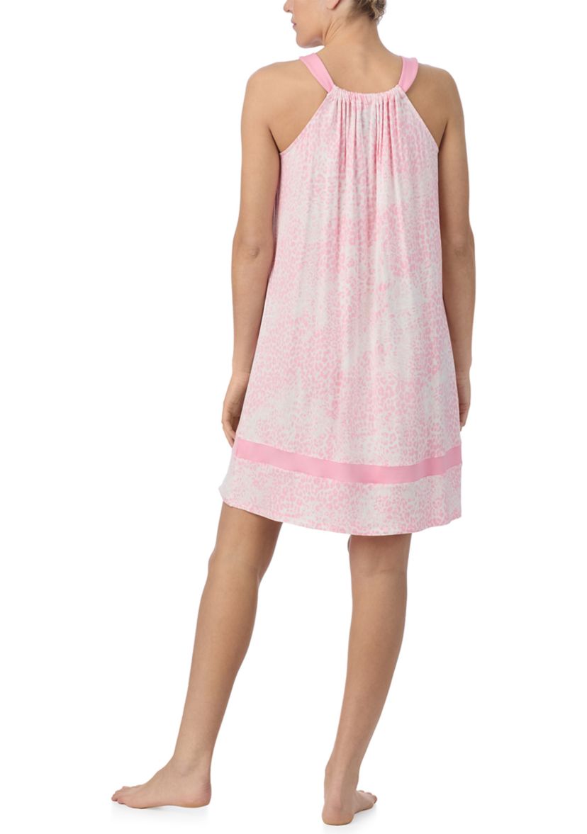 Womens Sleeveless Printed Halter Chemise 