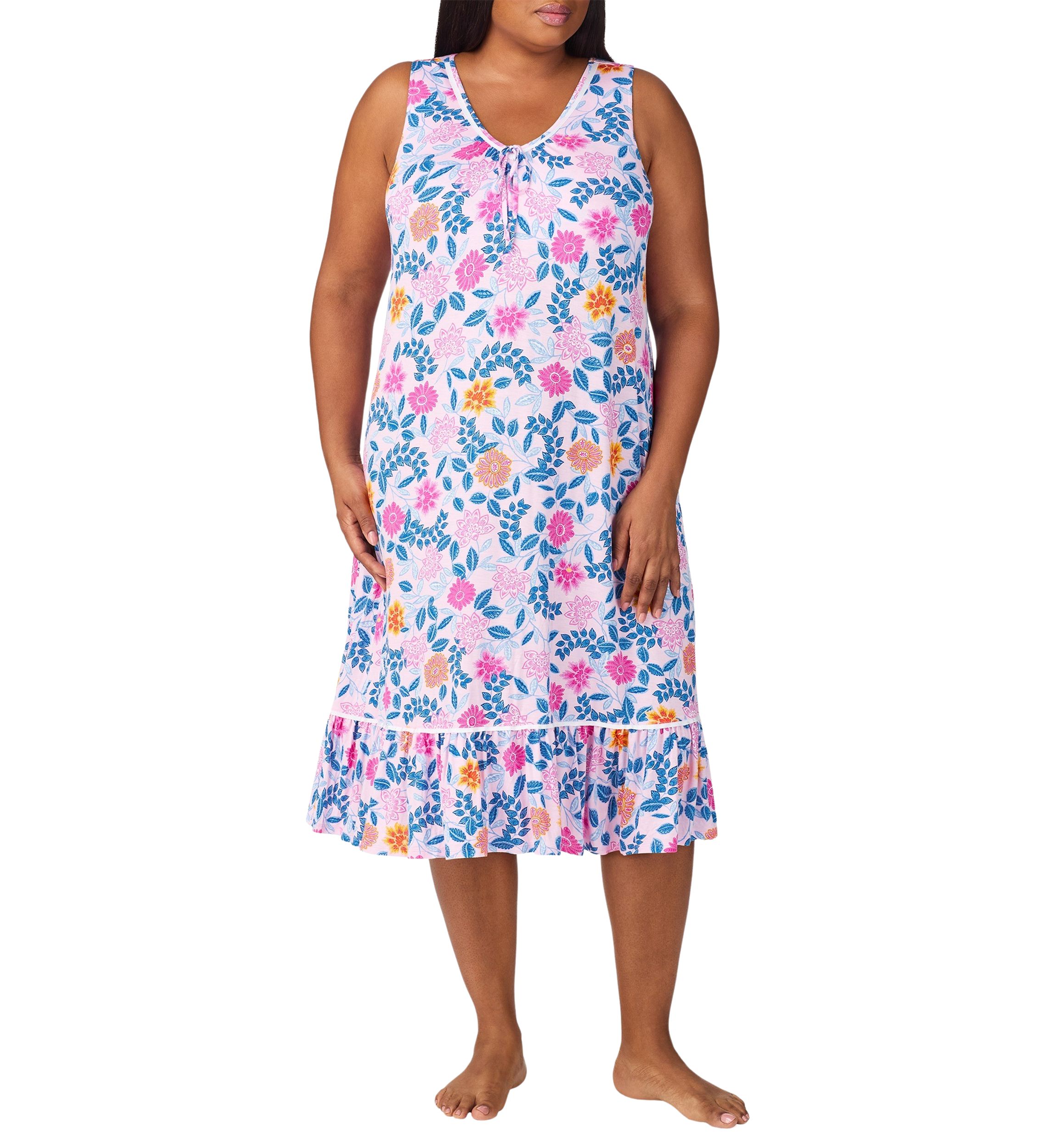 Plus Size Sleeveless Printed Sleep Gown