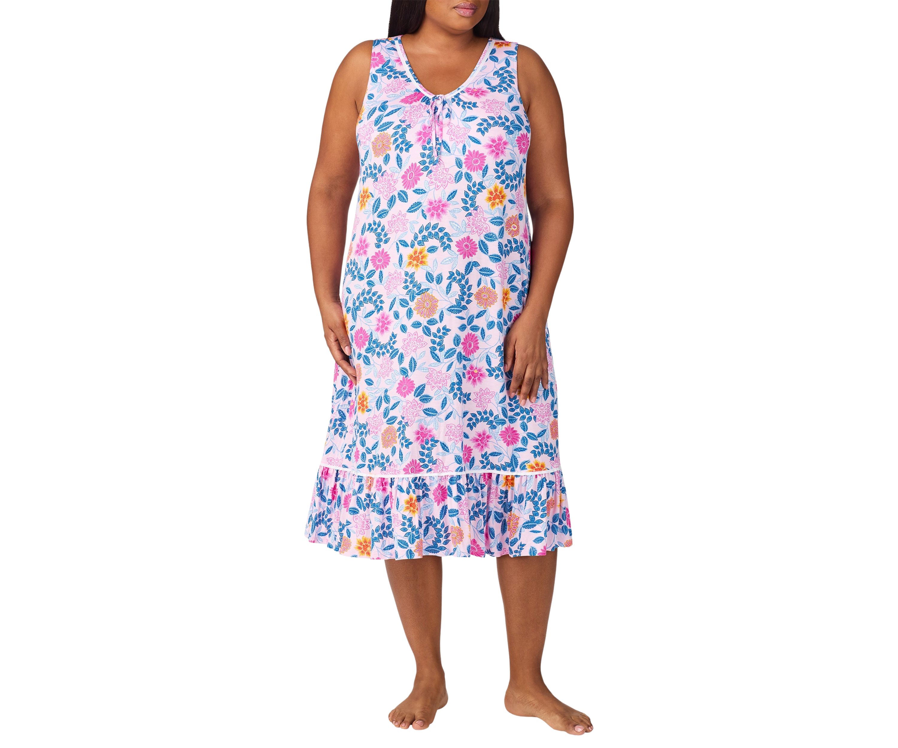 Plus Size Sleeveless Printed Sleep Gown