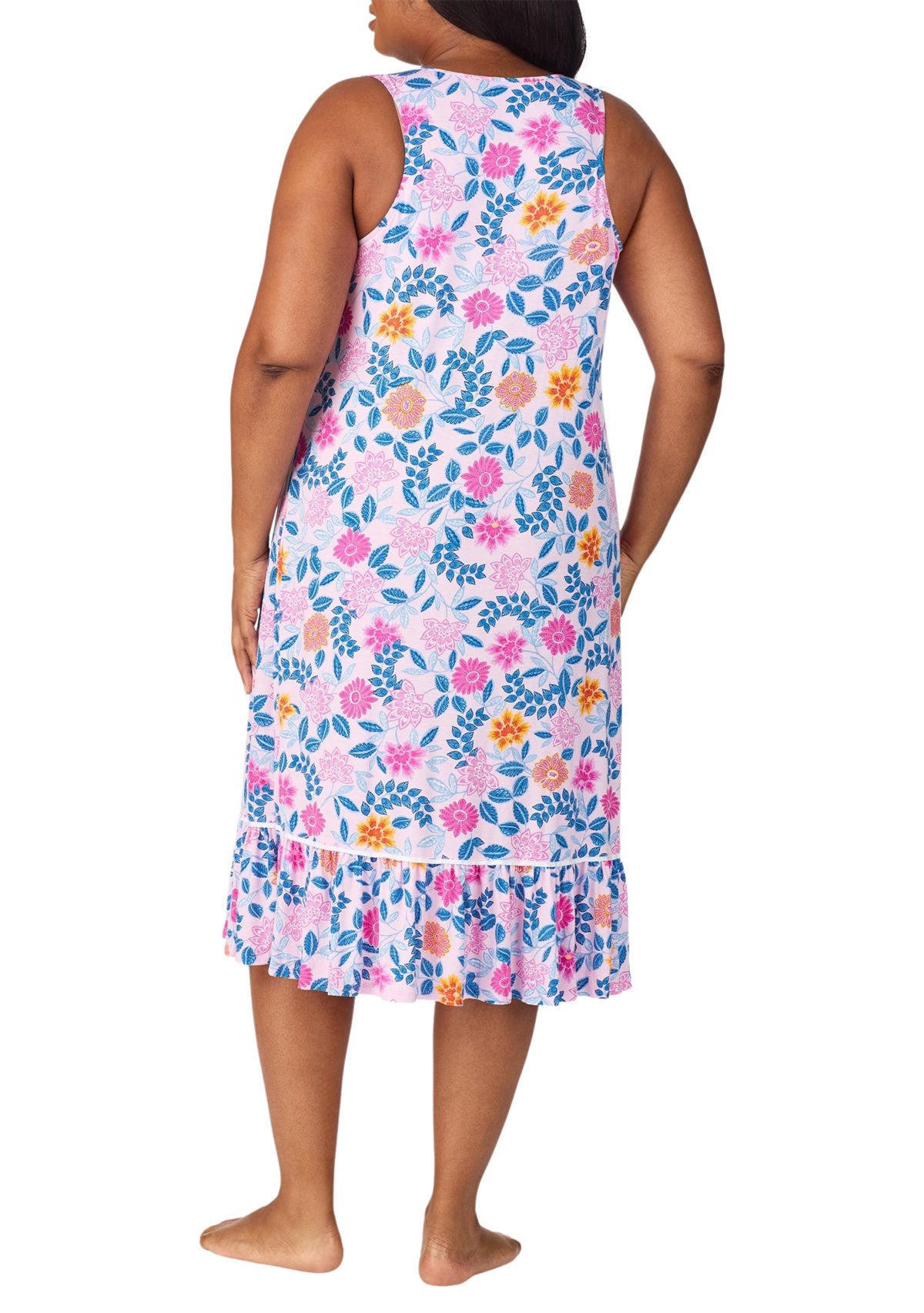 Plus Size Sleeveless Printed Sleep Gown