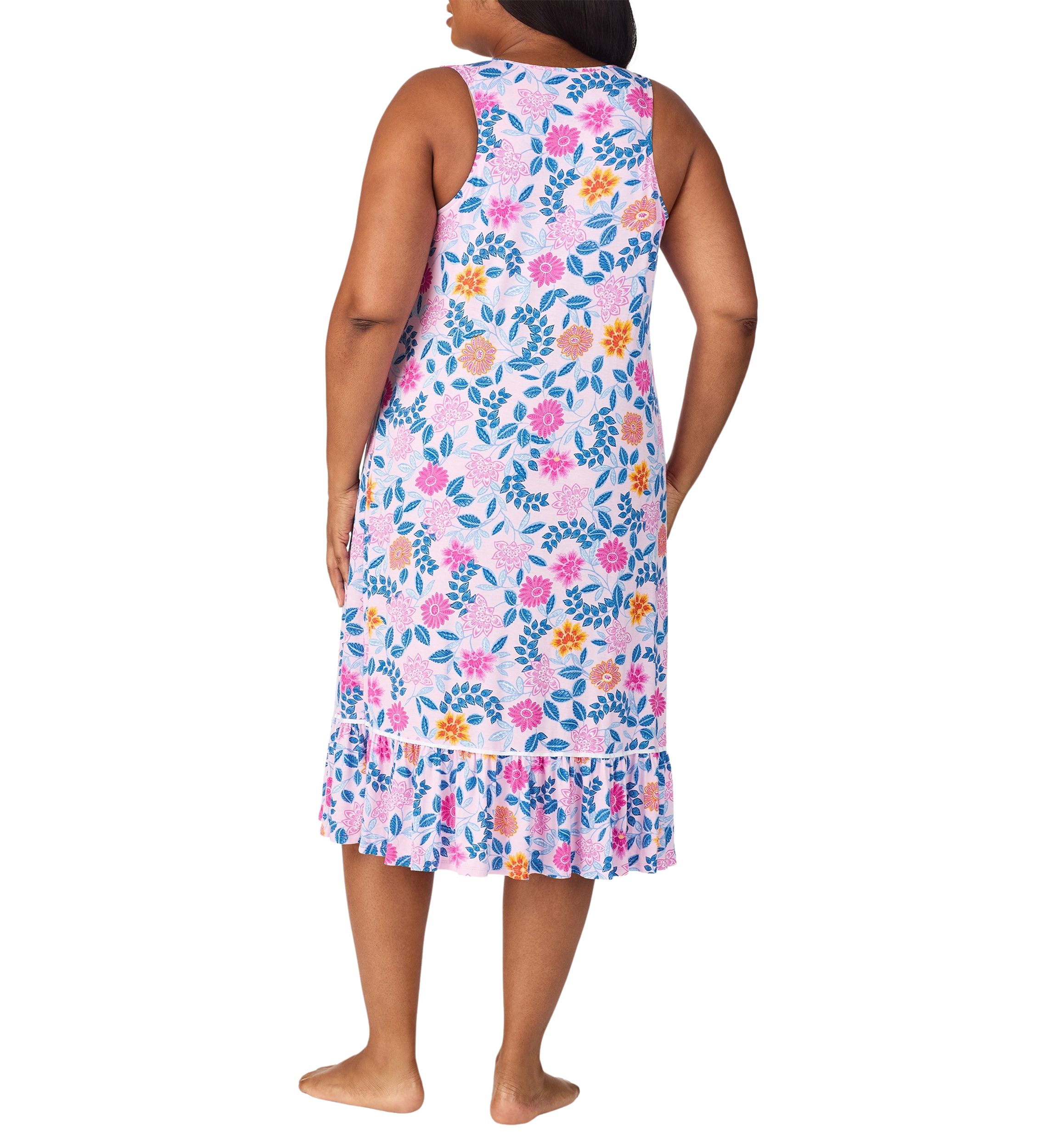 Plus Size Sleeveless Printed Sleep Gown
