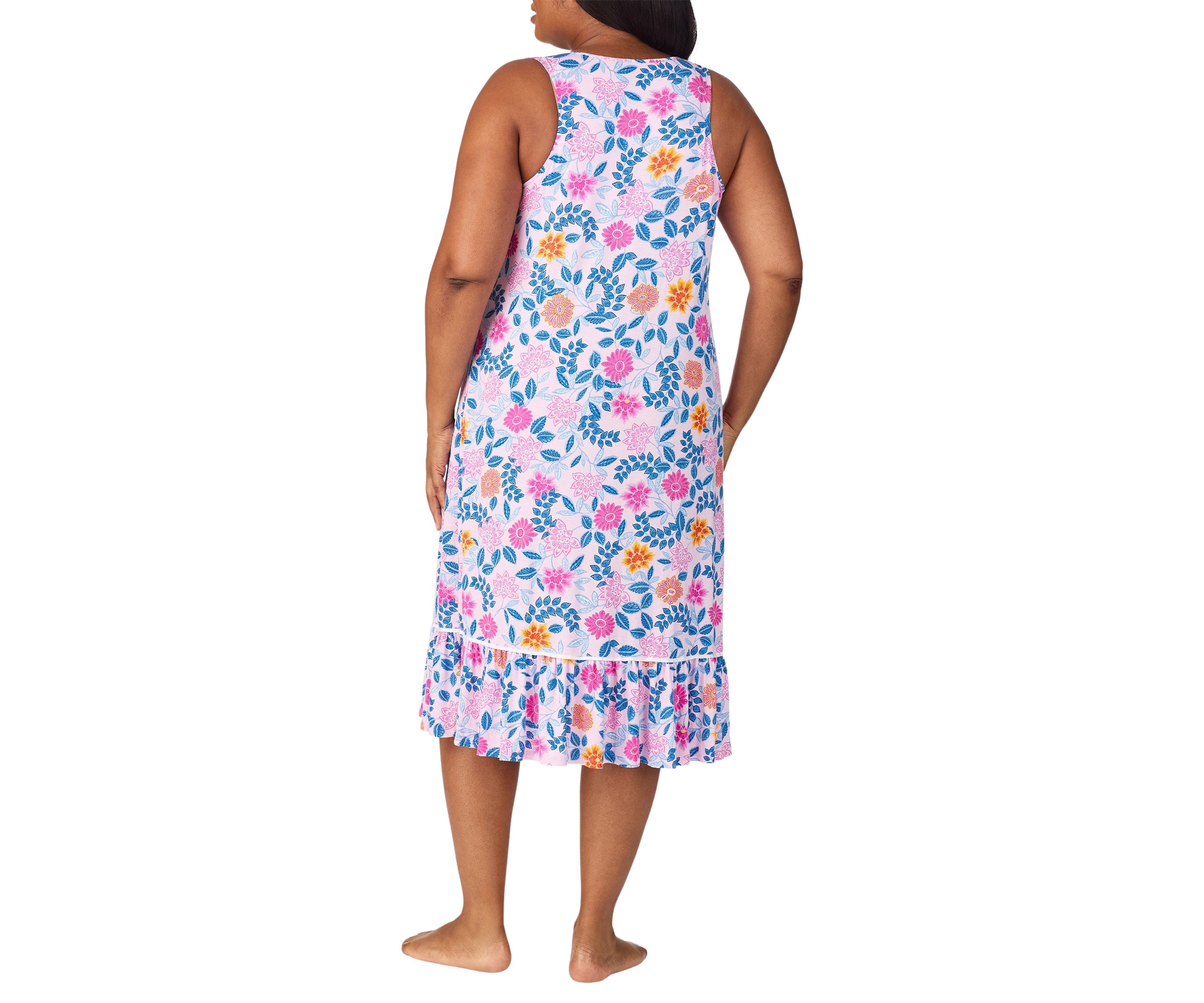Plus Size Sleeveless Printed Sleep Gown