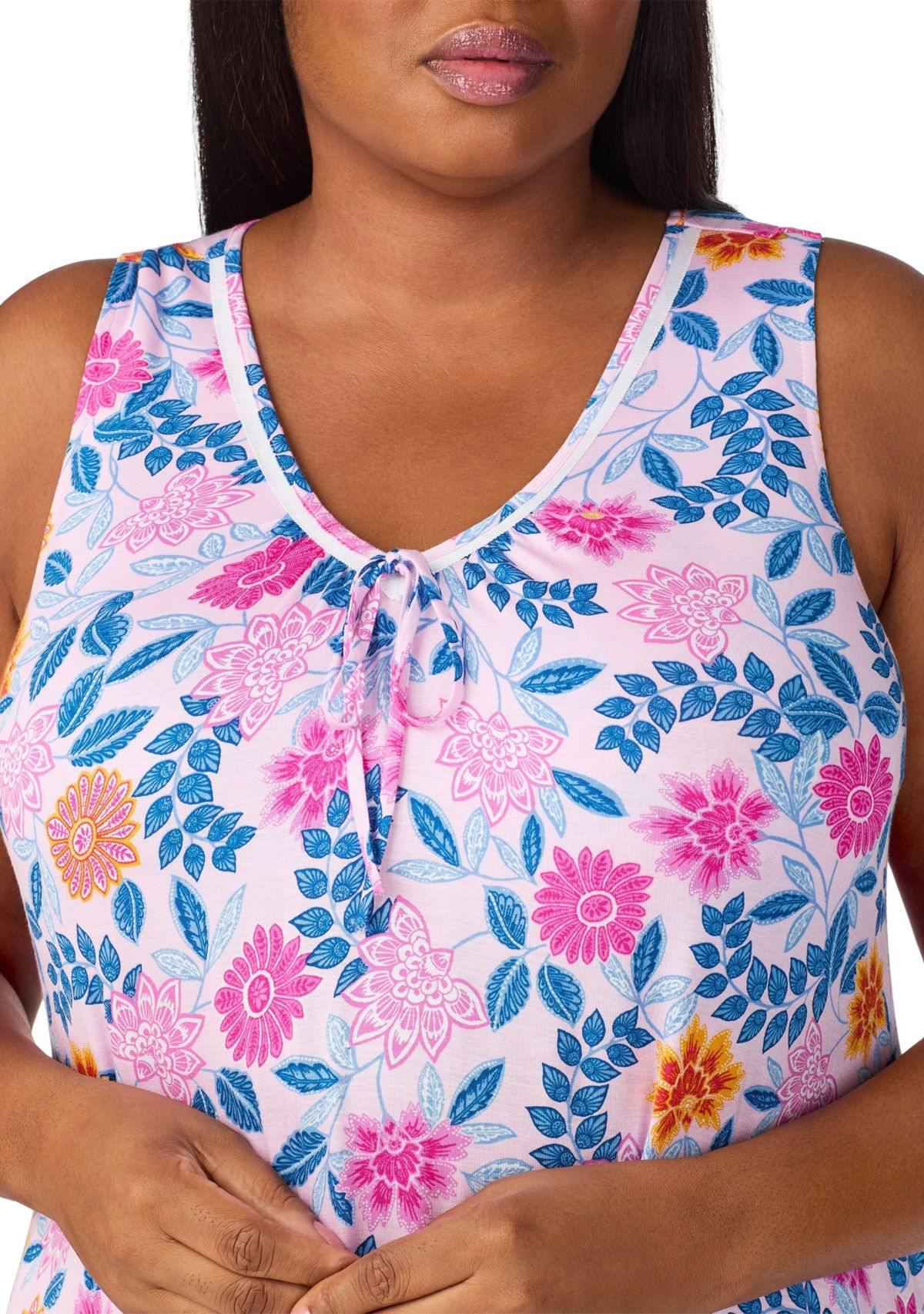 Plus Size Sleeveless Printed Sleep Gown