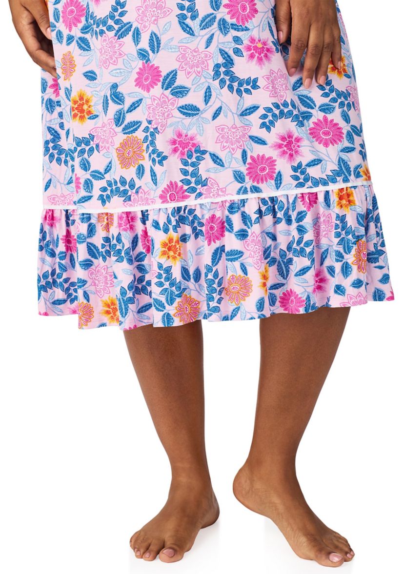 Plus Size Sleeveless Printed Sleep Gown