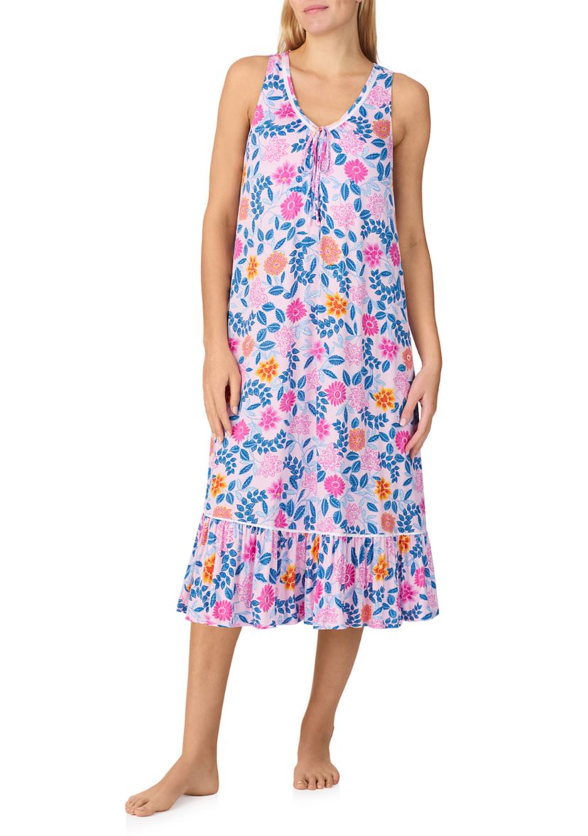 Womens Sleeveless Midi Nightgown