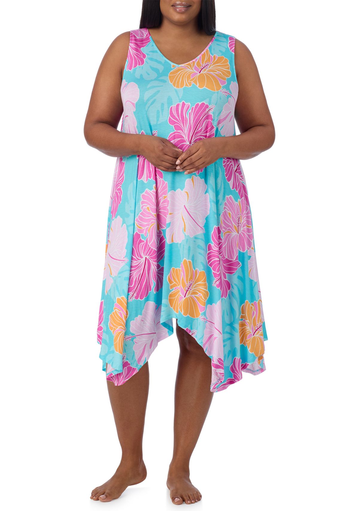 Plus Size Sleeveless Midi Nightgown