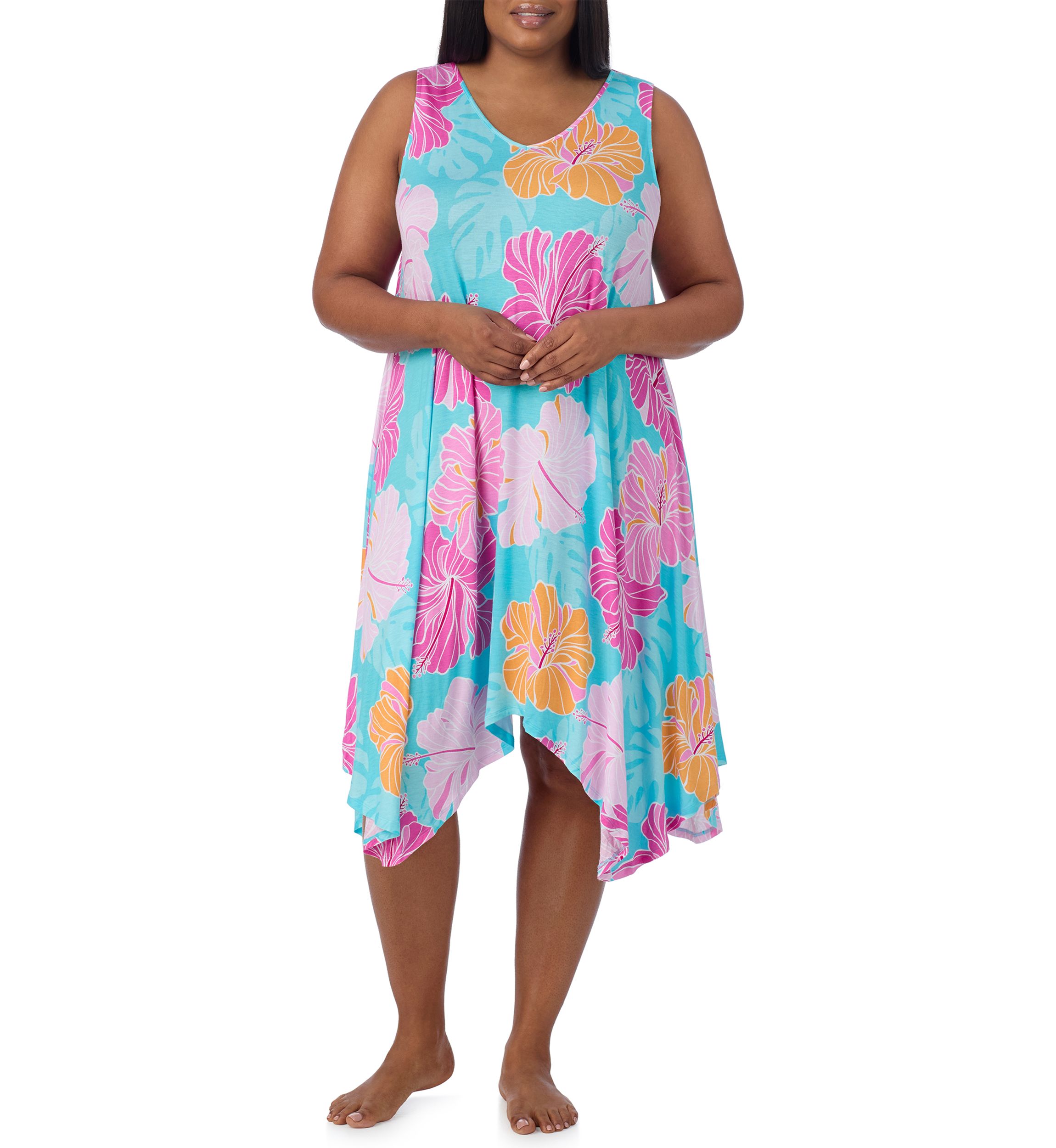 Plus Size Sleeveless Midi Nightgown