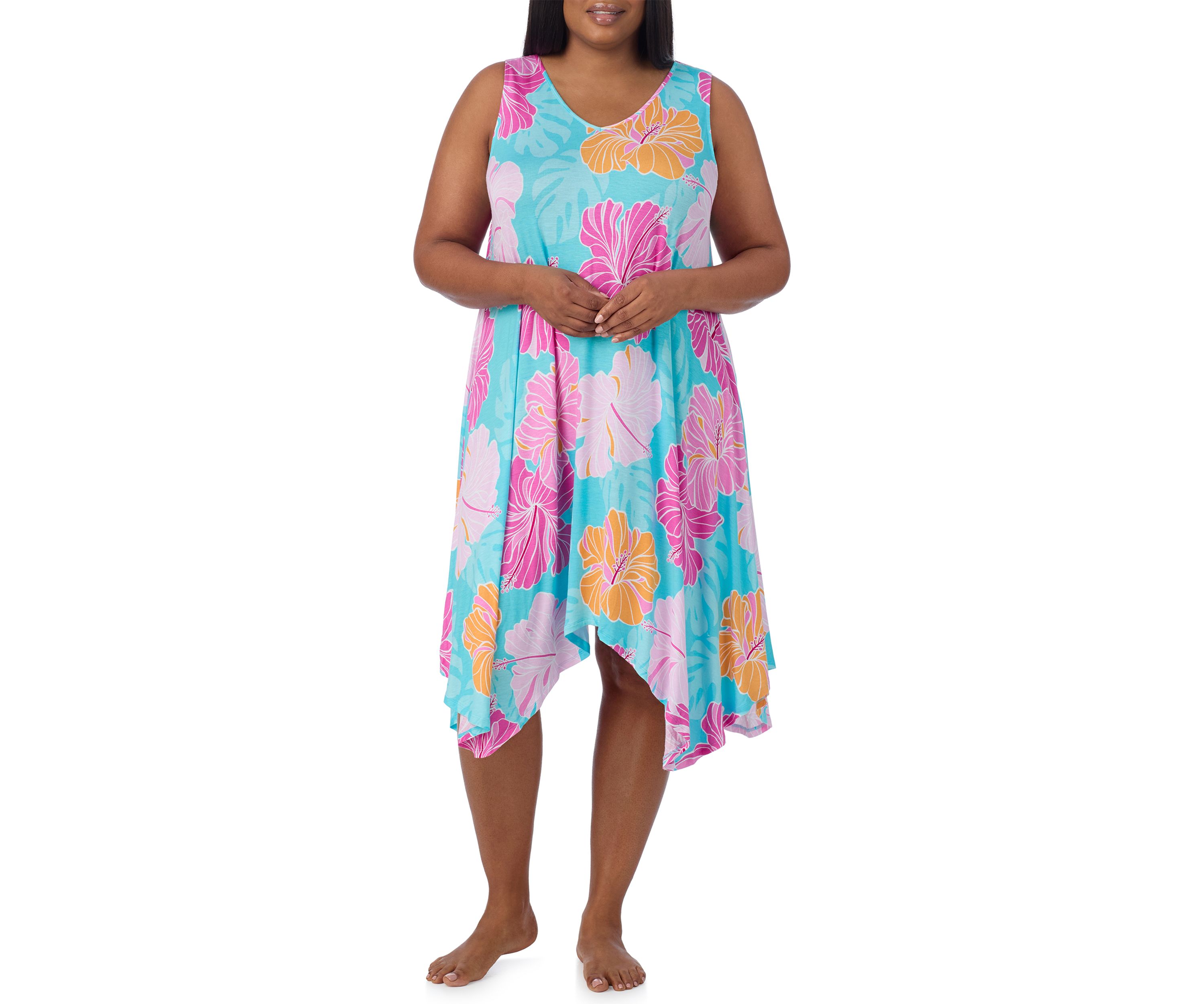 Plus Size Sleeveless Midi Nightgown