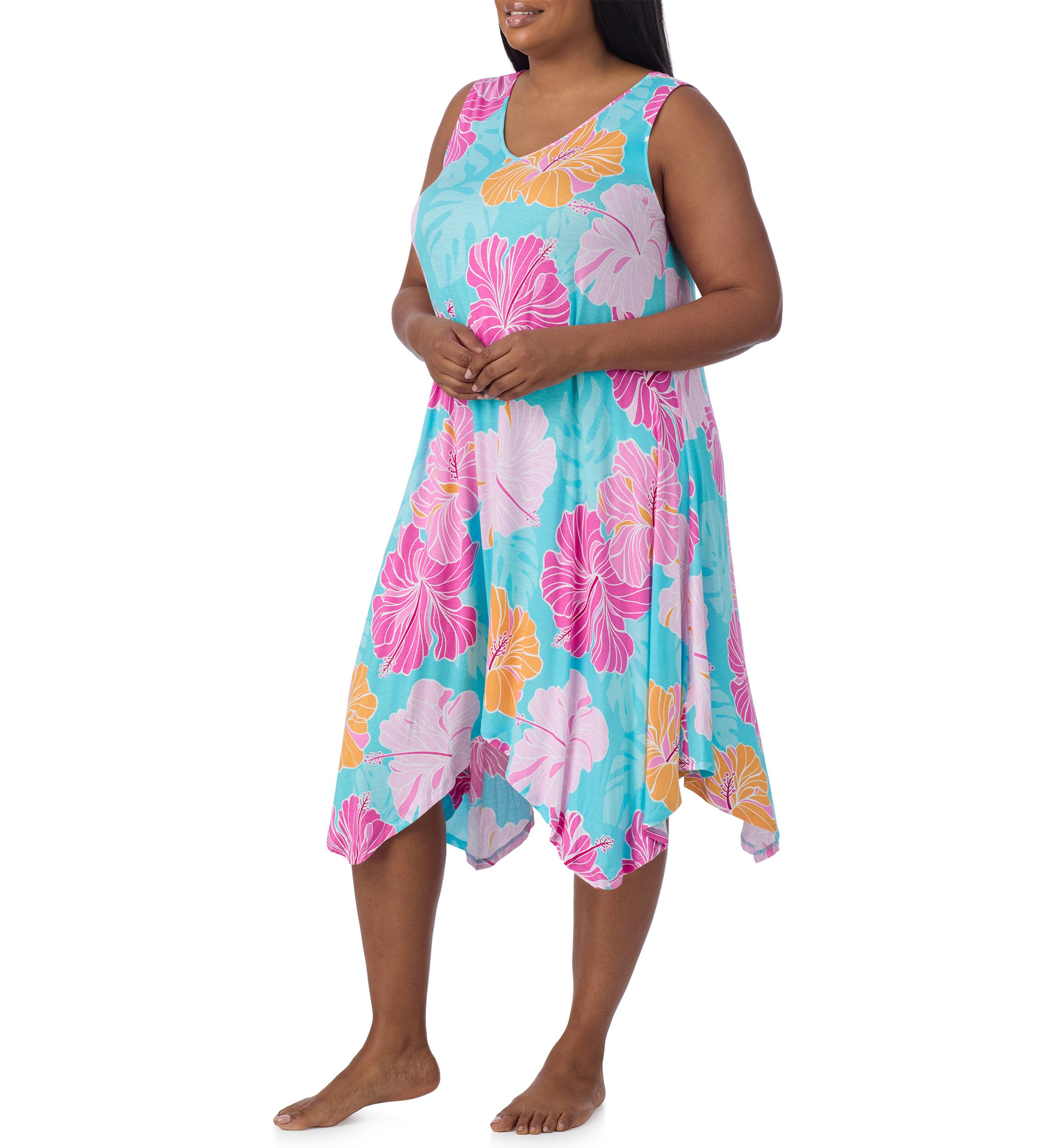 Plus Size Sleeveless Midi Nightgown