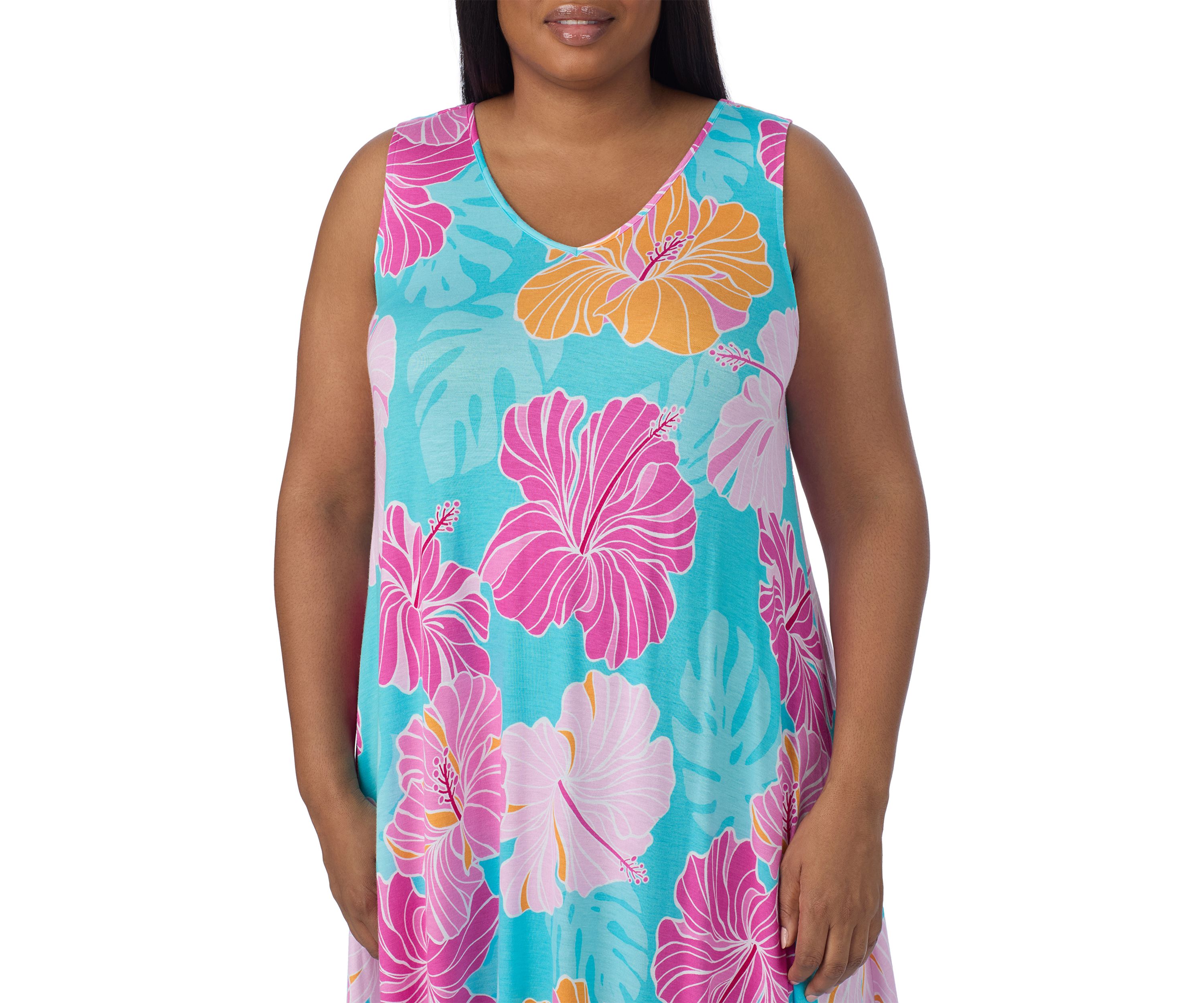 Plus Size Sleeveless Midi Nightgown