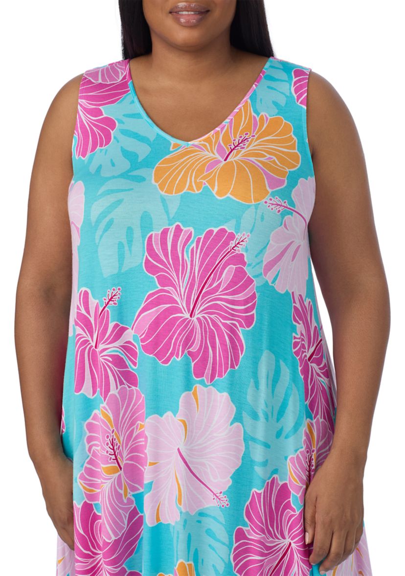 Plus Size Sleeveless Midi Nightgown