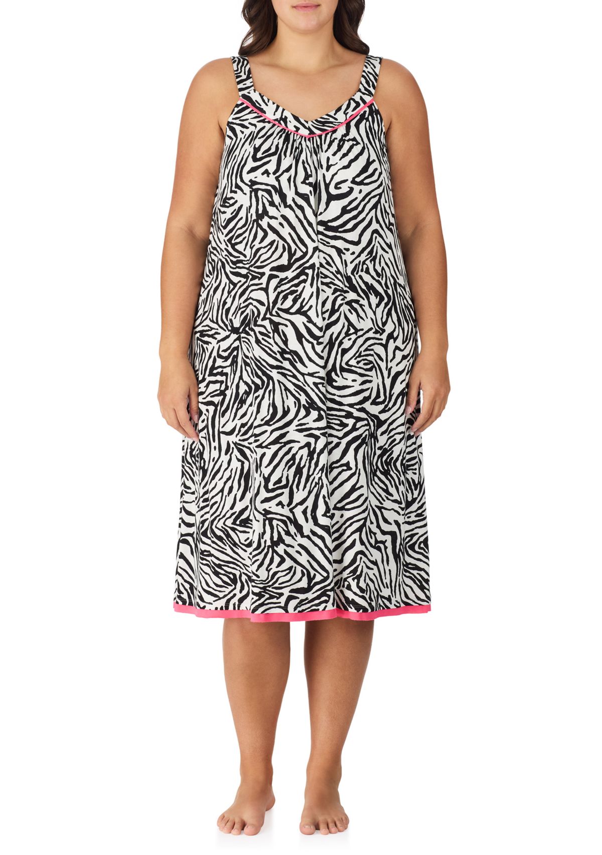 Plus Size Printed Midi Nightgown