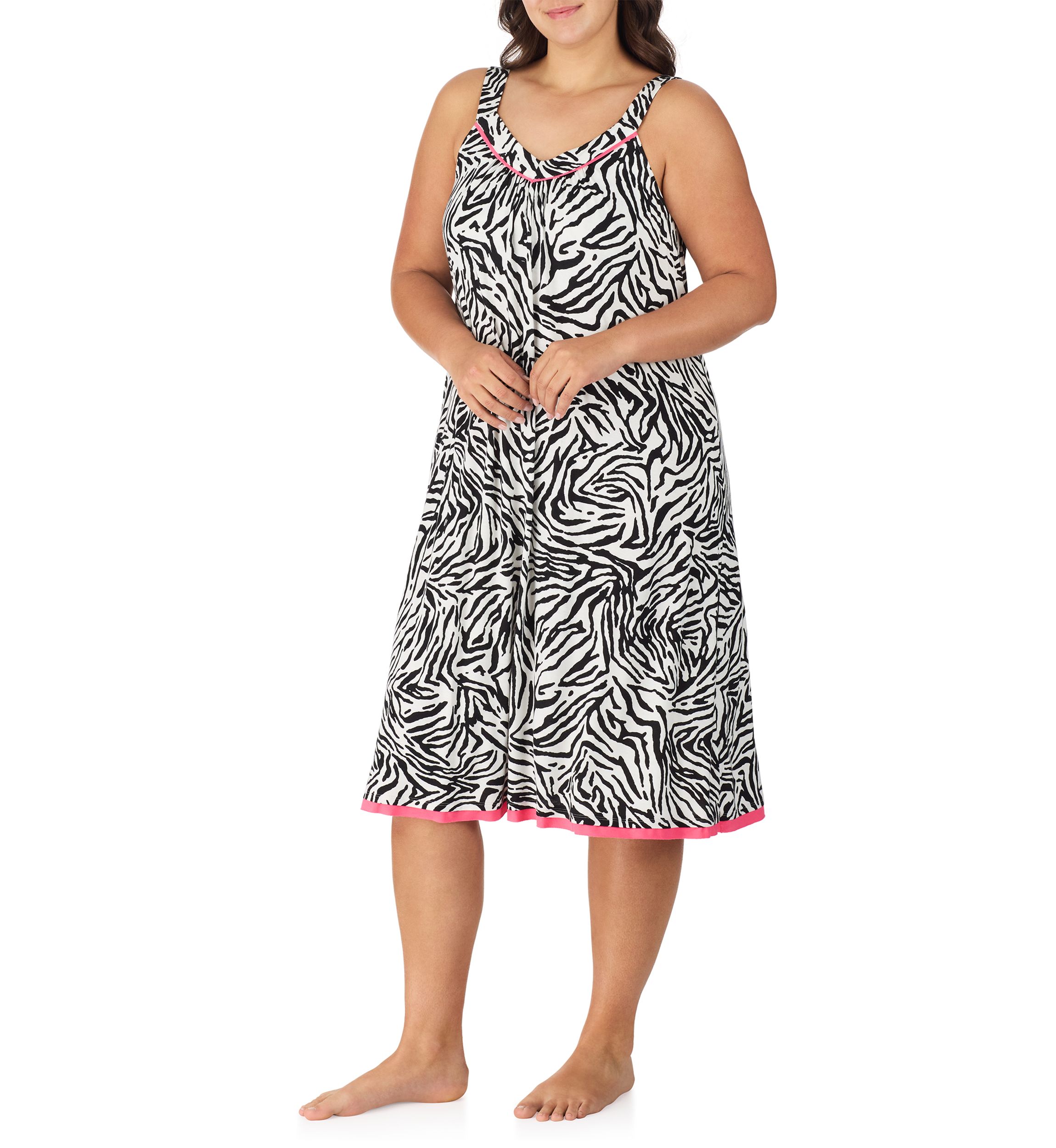 Plus Size Printed Midi Nightgown