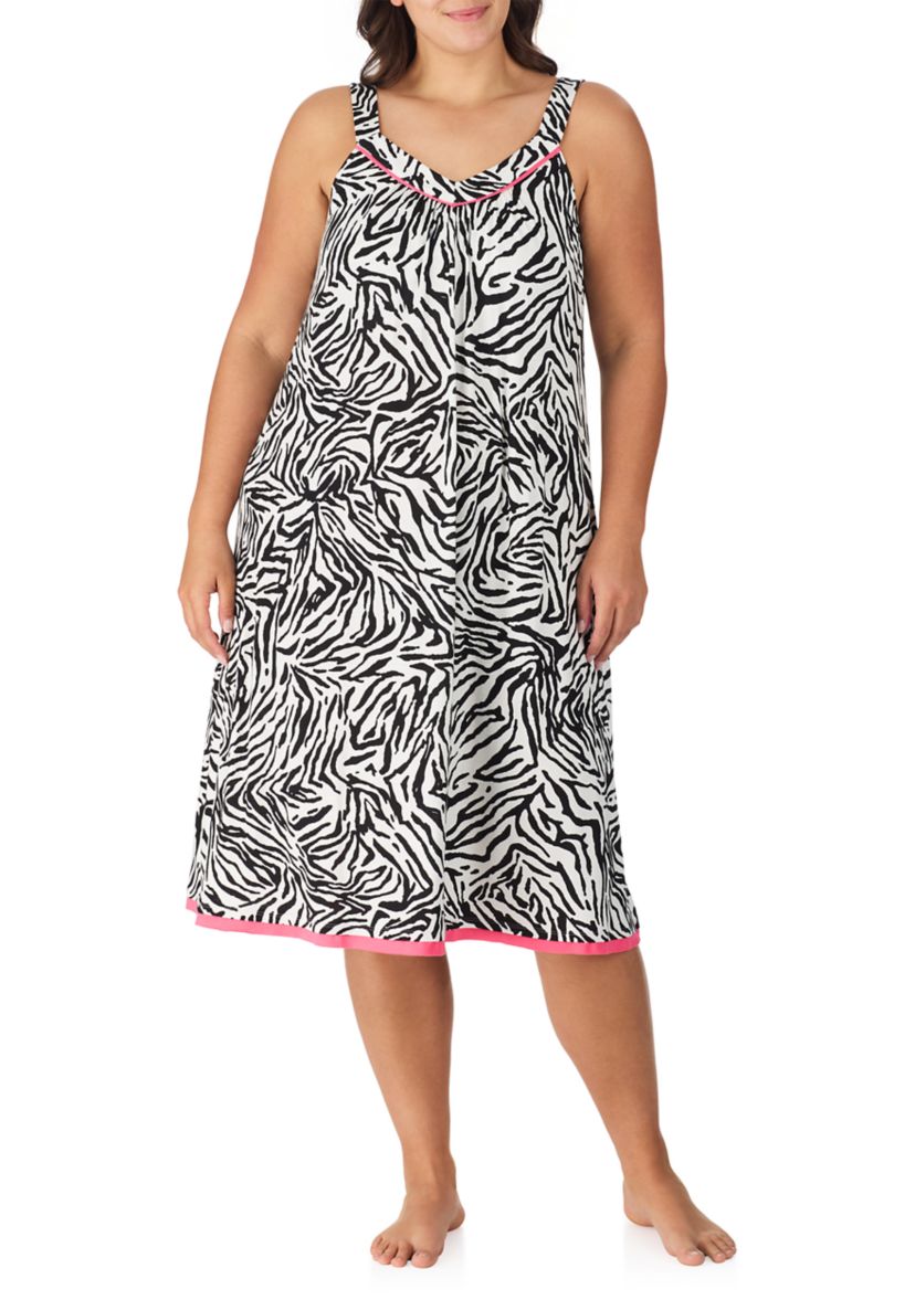 Plus Size Printed Midi Nightgown