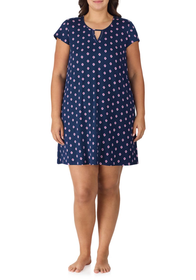 Plus Size Short Sleeve Printed Chemise