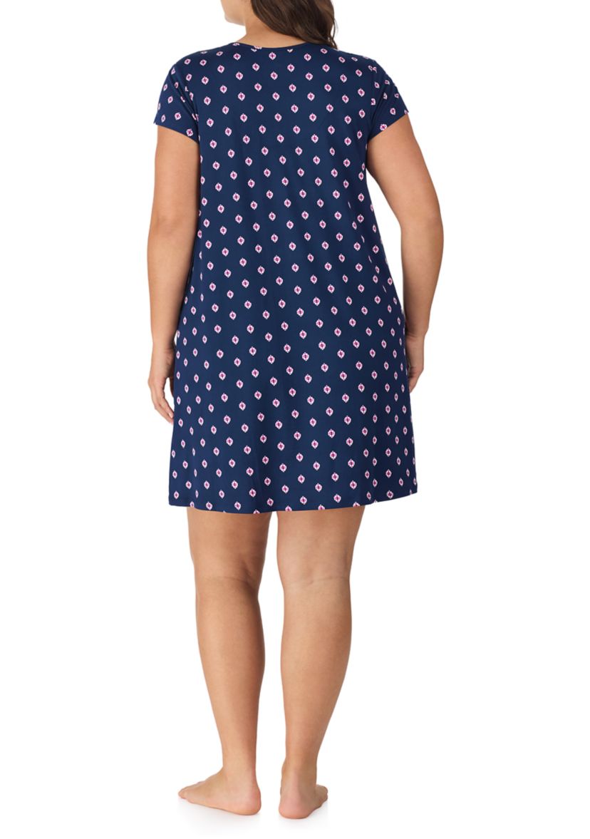Plus Size Short Sleeve Printed Chemise