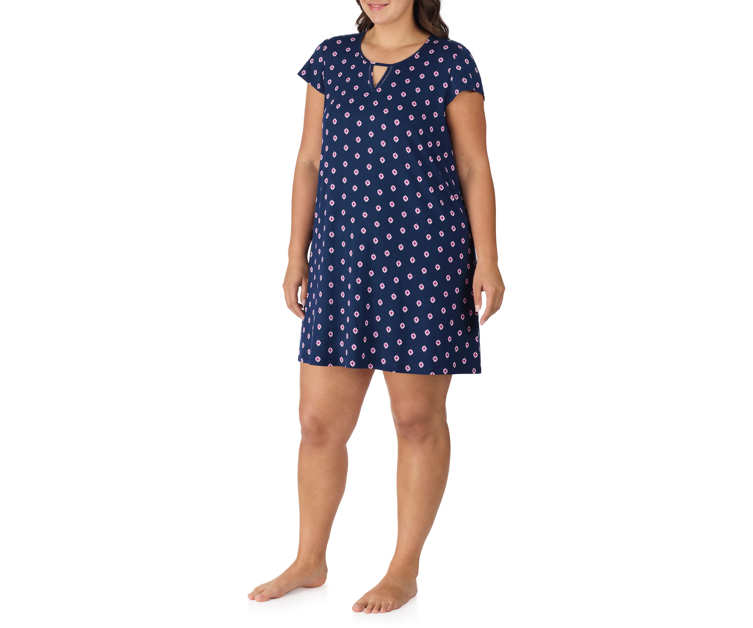 Plus Size Short Sleeve Printed Chemise