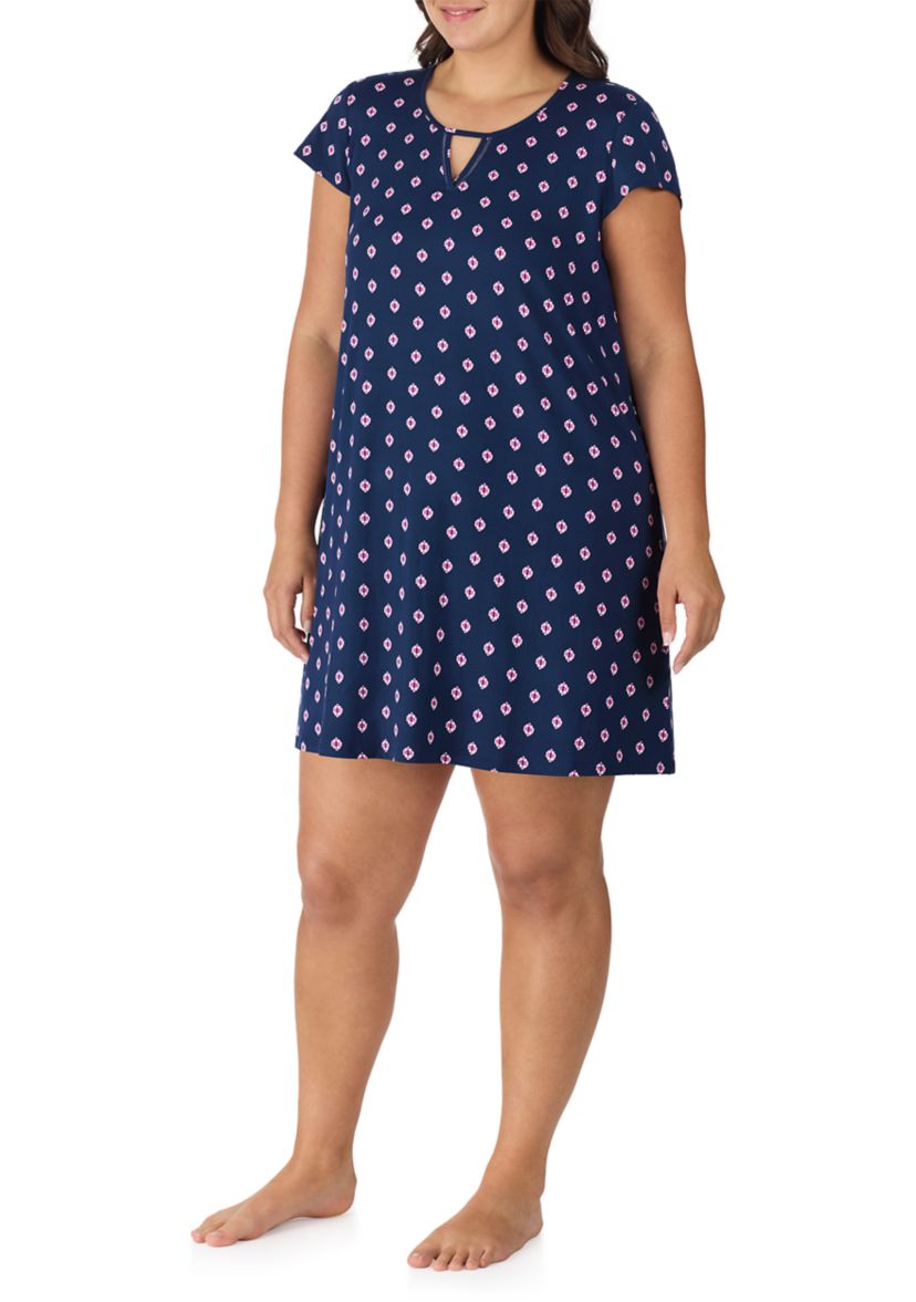 Plus Size Short Sleeve Printed Chemise