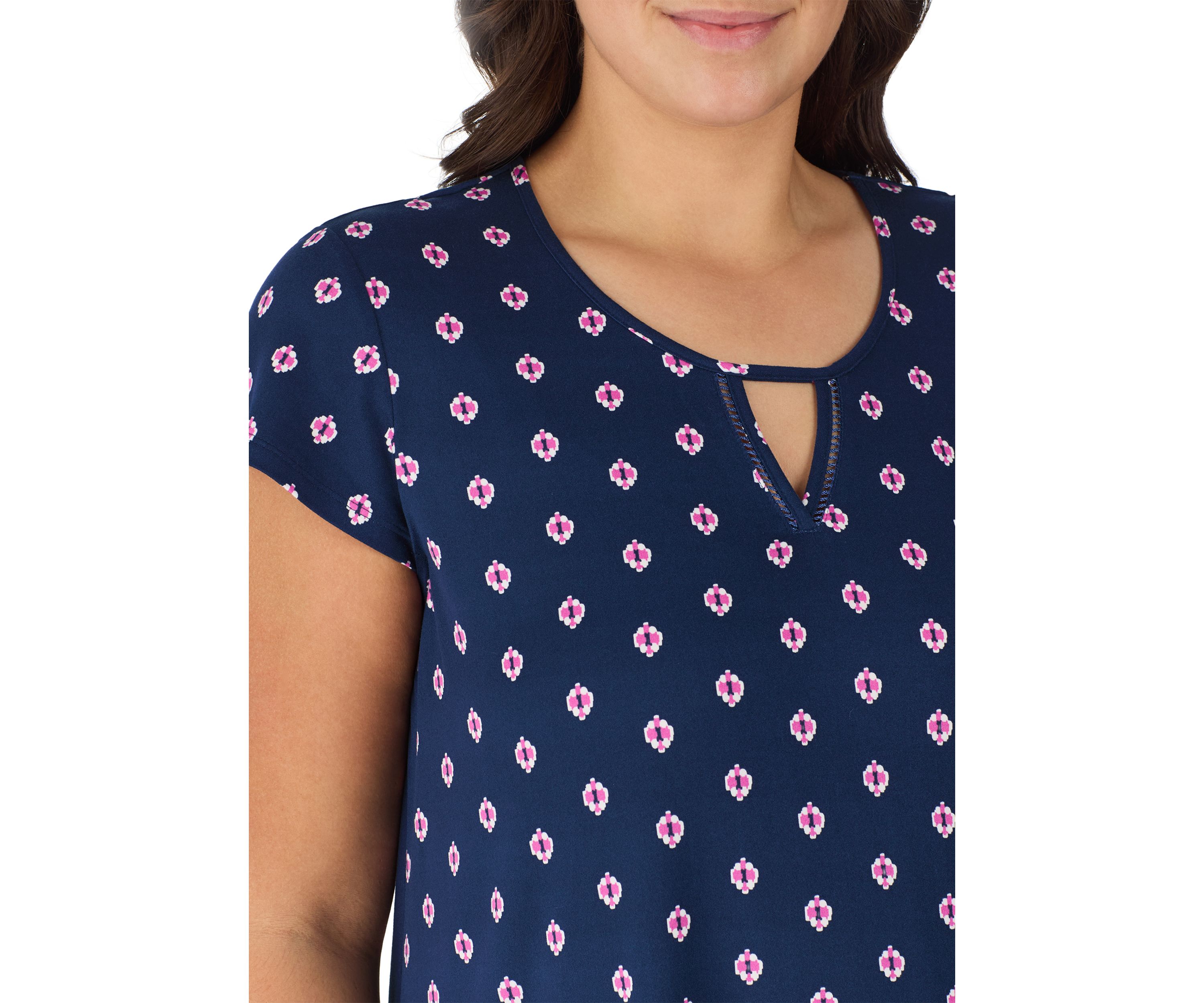 Plus Size Short Sleeve Printed Chemise
