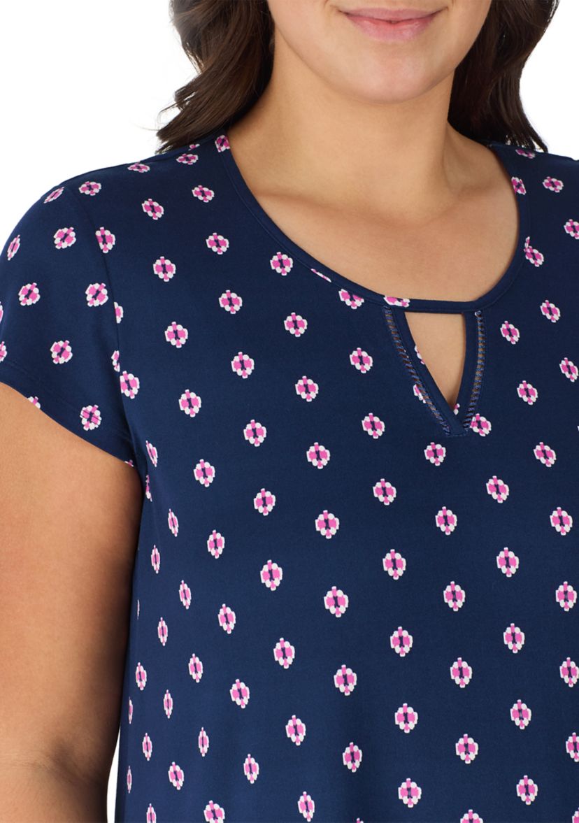 Plus Size Short Sleeve Printed Chemise