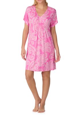 Ellen Tracy Women's Short Sleeve Short Tunic Nightgown, Small