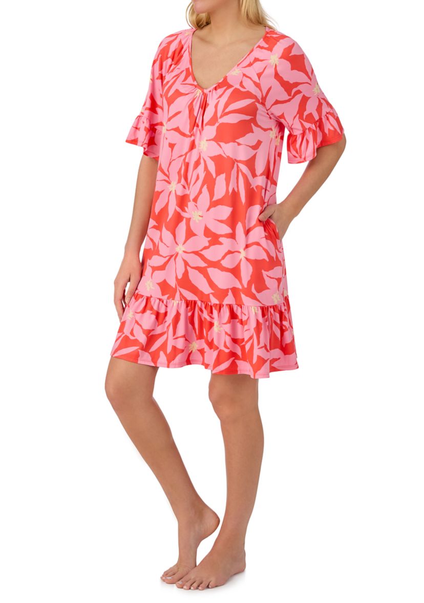 Ellen Tracy Women's 3/4 Sleeve Short Tunic Nightgown | Belk
