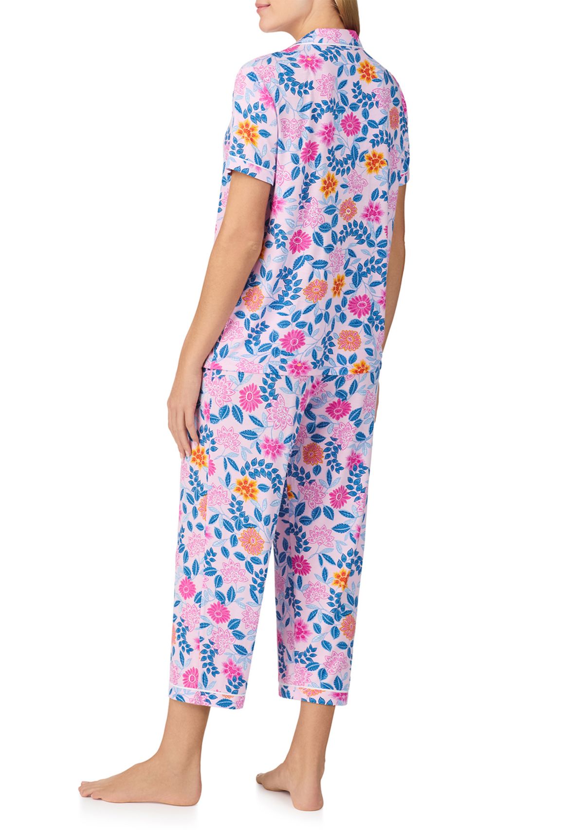 Womens Short Sleeve Notch Collar Pajama Set